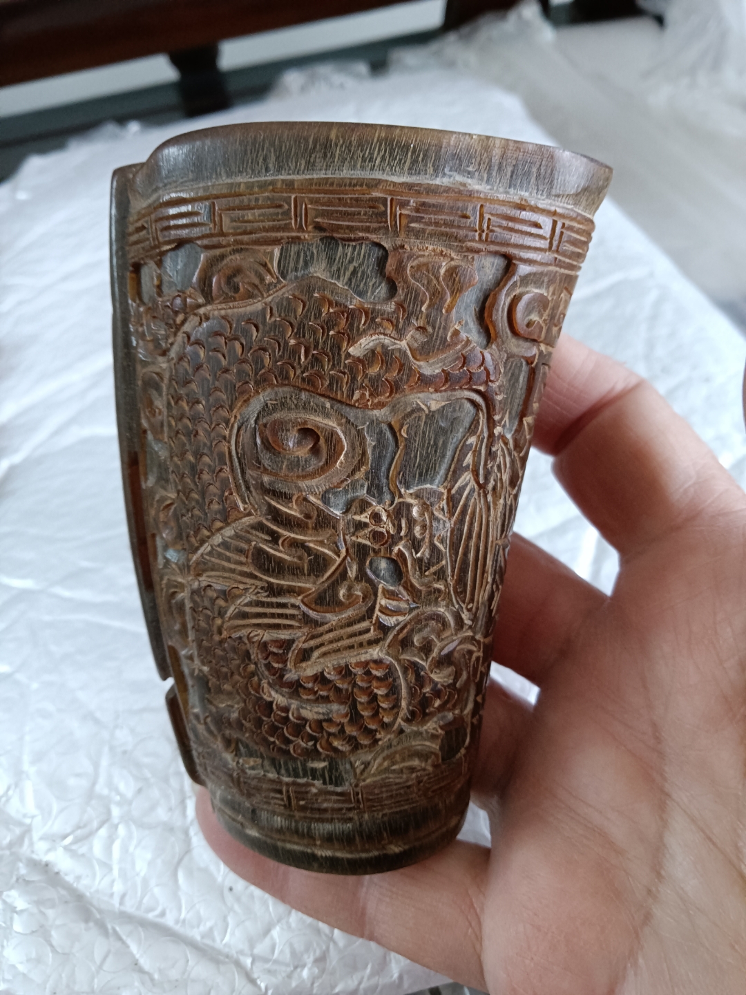 晒一组老犀角把件 这全部是老物件!