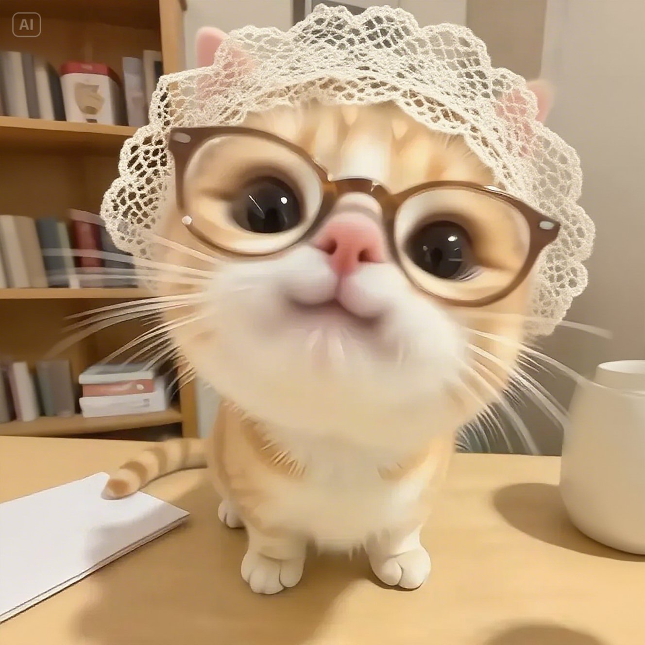 这只戴眼镜的小猫咪也太可爱了,快来吸猫～"#头像制作# #唯美头像