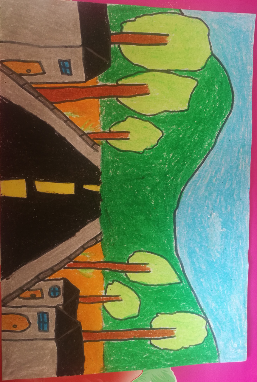 在学校美术课上画的画——长长的路