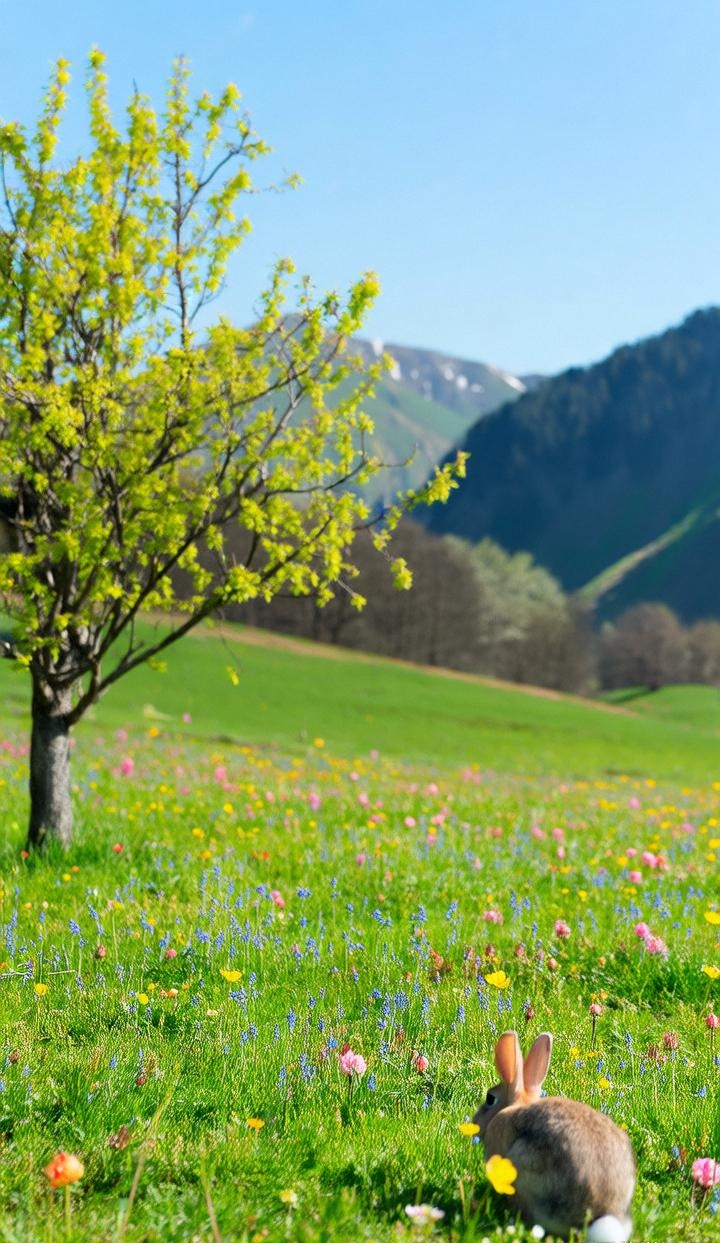 春天里,我在花田遇见了这只蹦蹦跳跳的小兔子,真希望它不要跑得太快