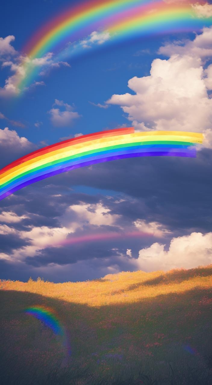 这道彩虹仿佛是我心中最纯真的梦想,它跨越了天空和山峰,好像在告诉我
