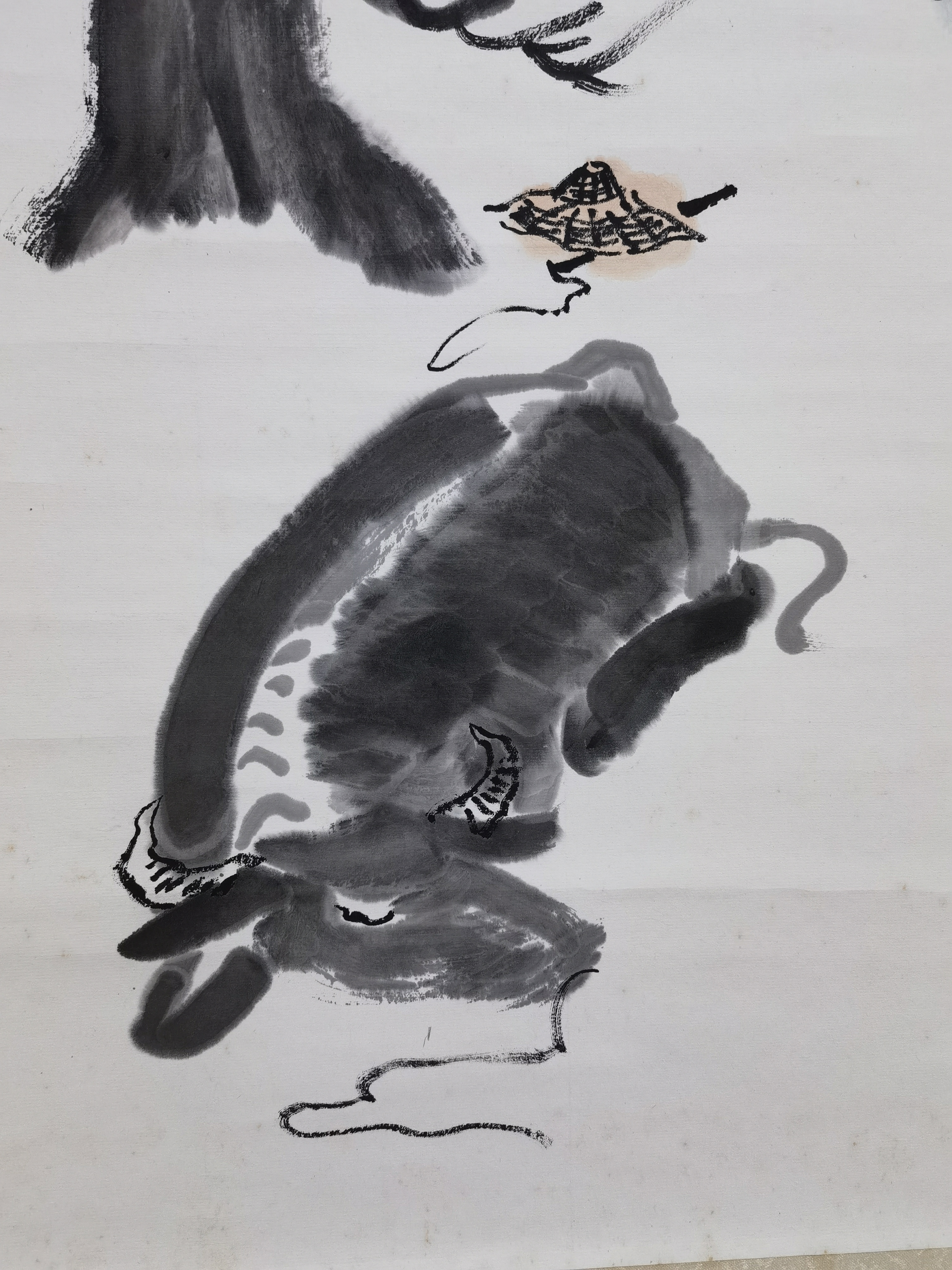 近代61李可染【牧童放牛图】:画芯43x67cm,原装旧裱.