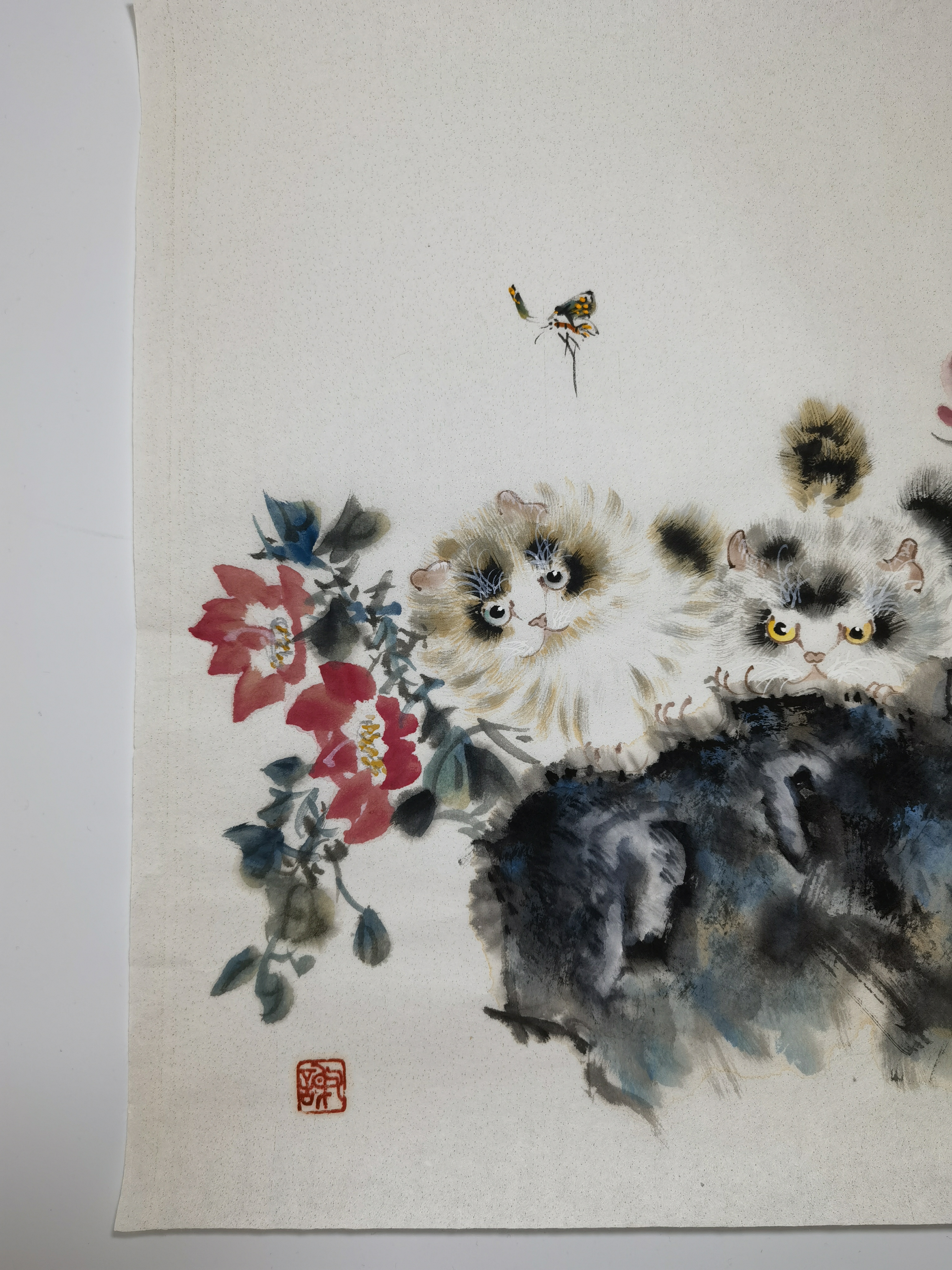 近代·孙菊生 双猫图  画芯39x42cm