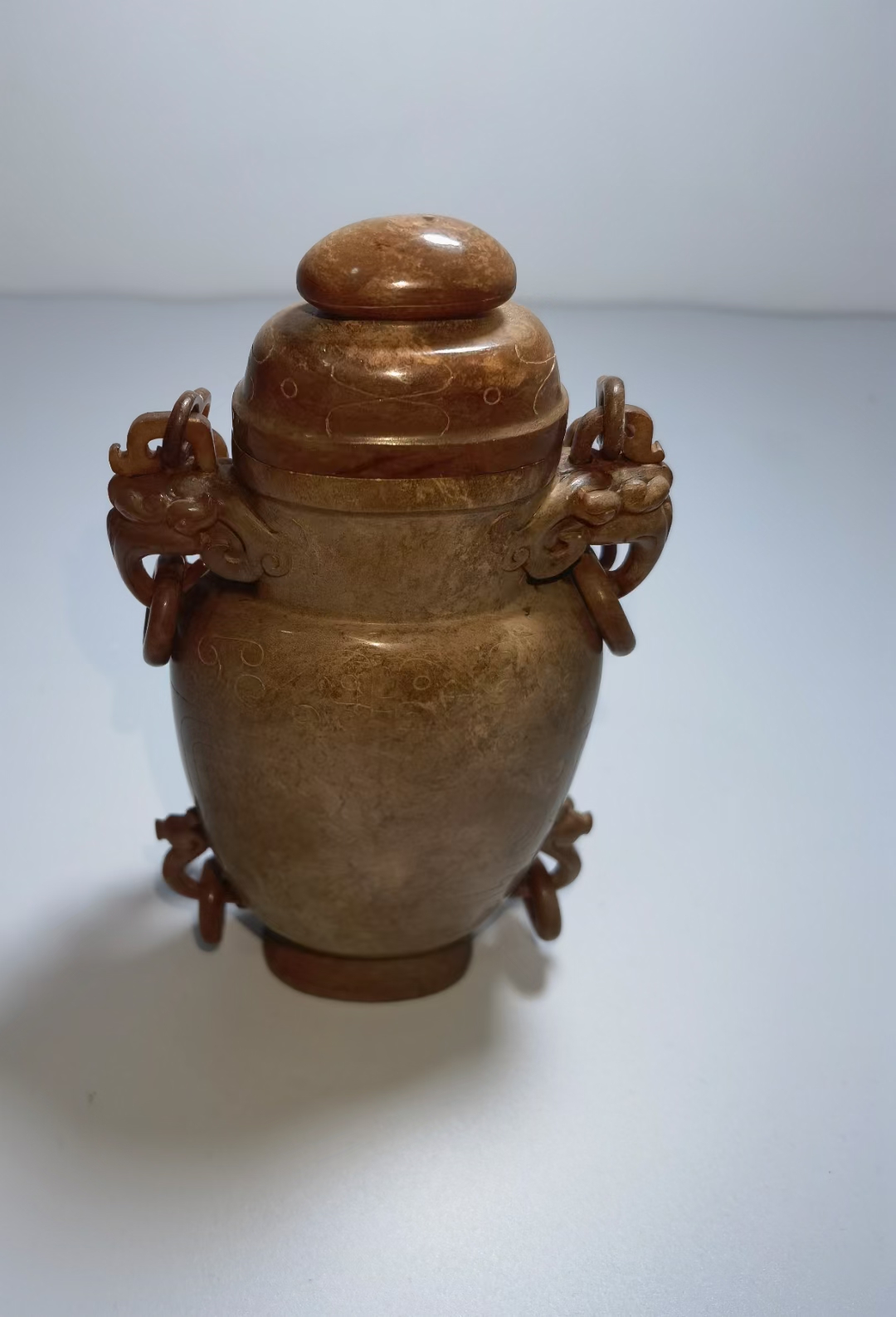 战汉·高古玉【锁链双面精雕 玉瓶】