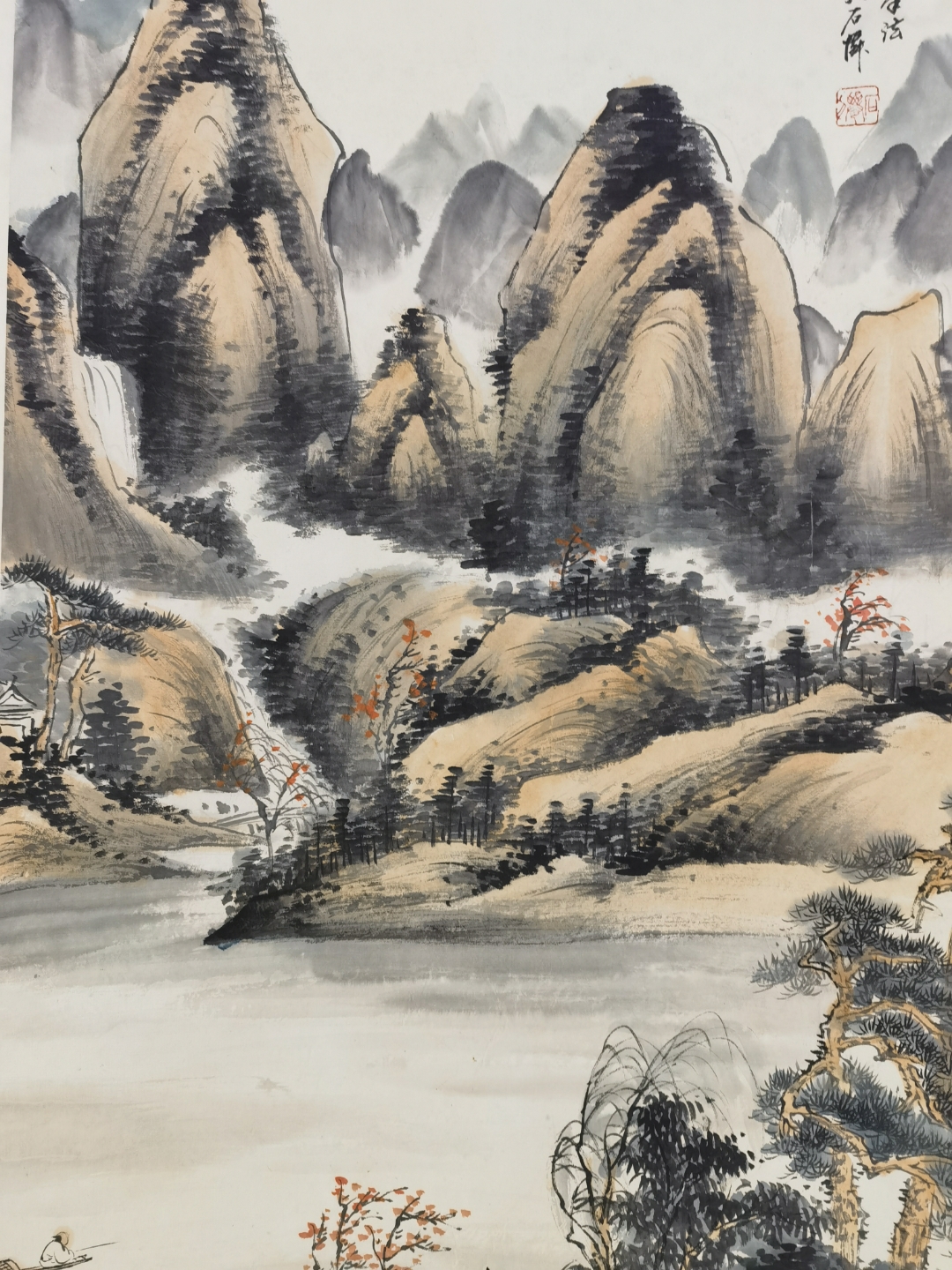 吴石仙山水画 吴石仙字画 清代老山水画立轴 吴石仙纯手绘 老山水画一