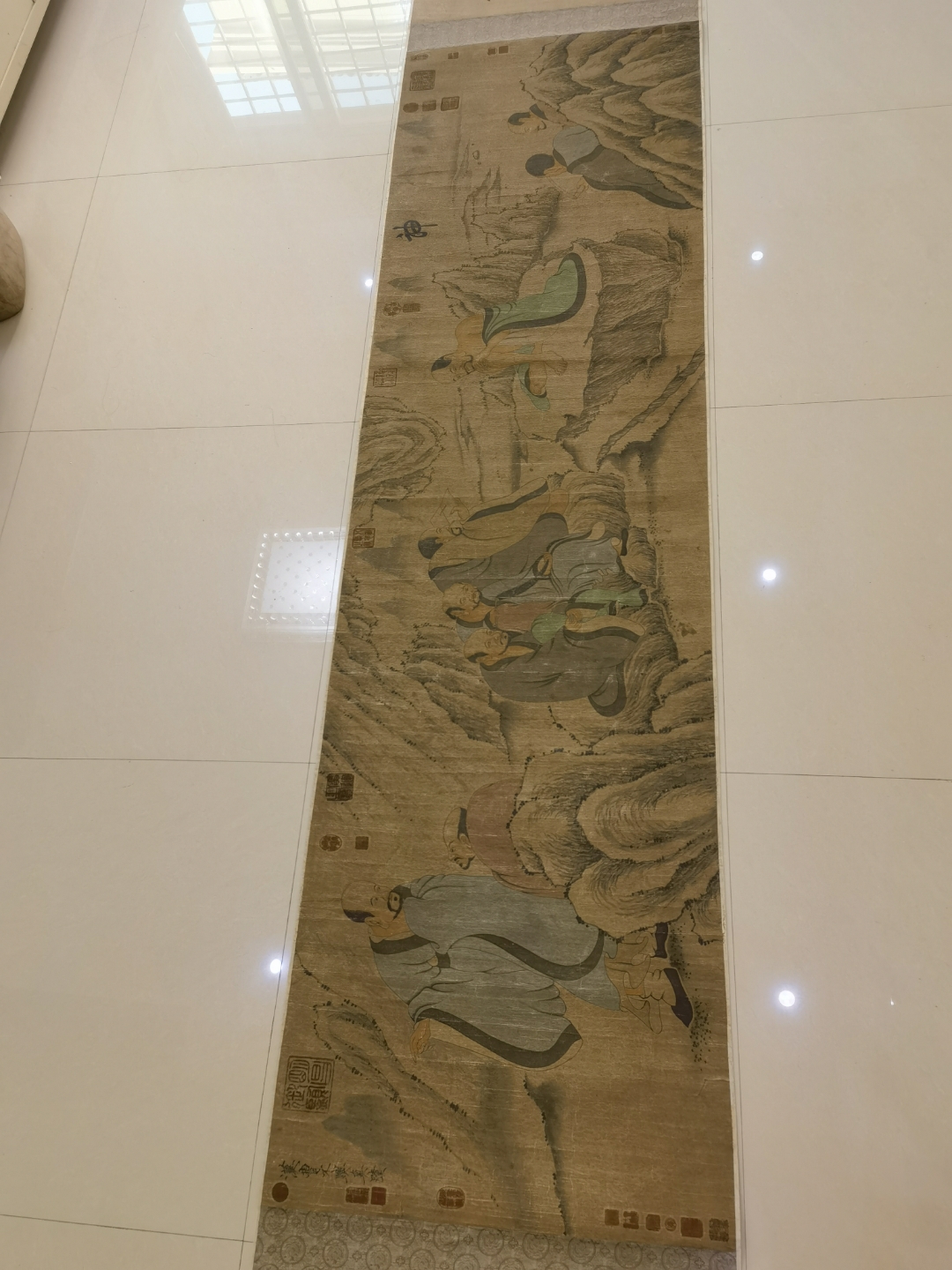 汉代老字画大长卷罗汉图 曹不兴人物画 古画一幅 纯手绘包手画 家里旧