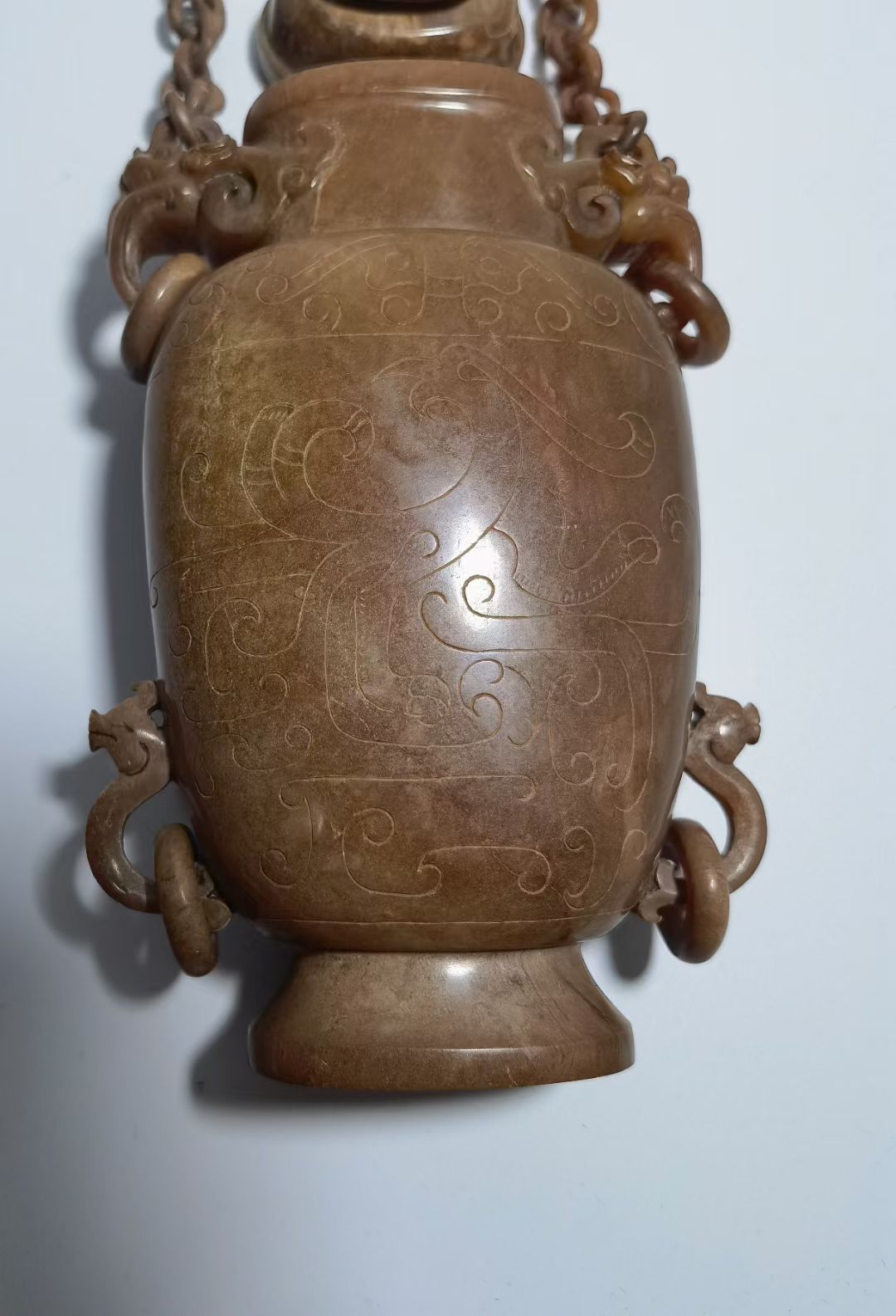 高古玉战汉高古玉 老玉瓶锁链瓶 高古玉玉雕战汉玉器玉摆件 坨工手工