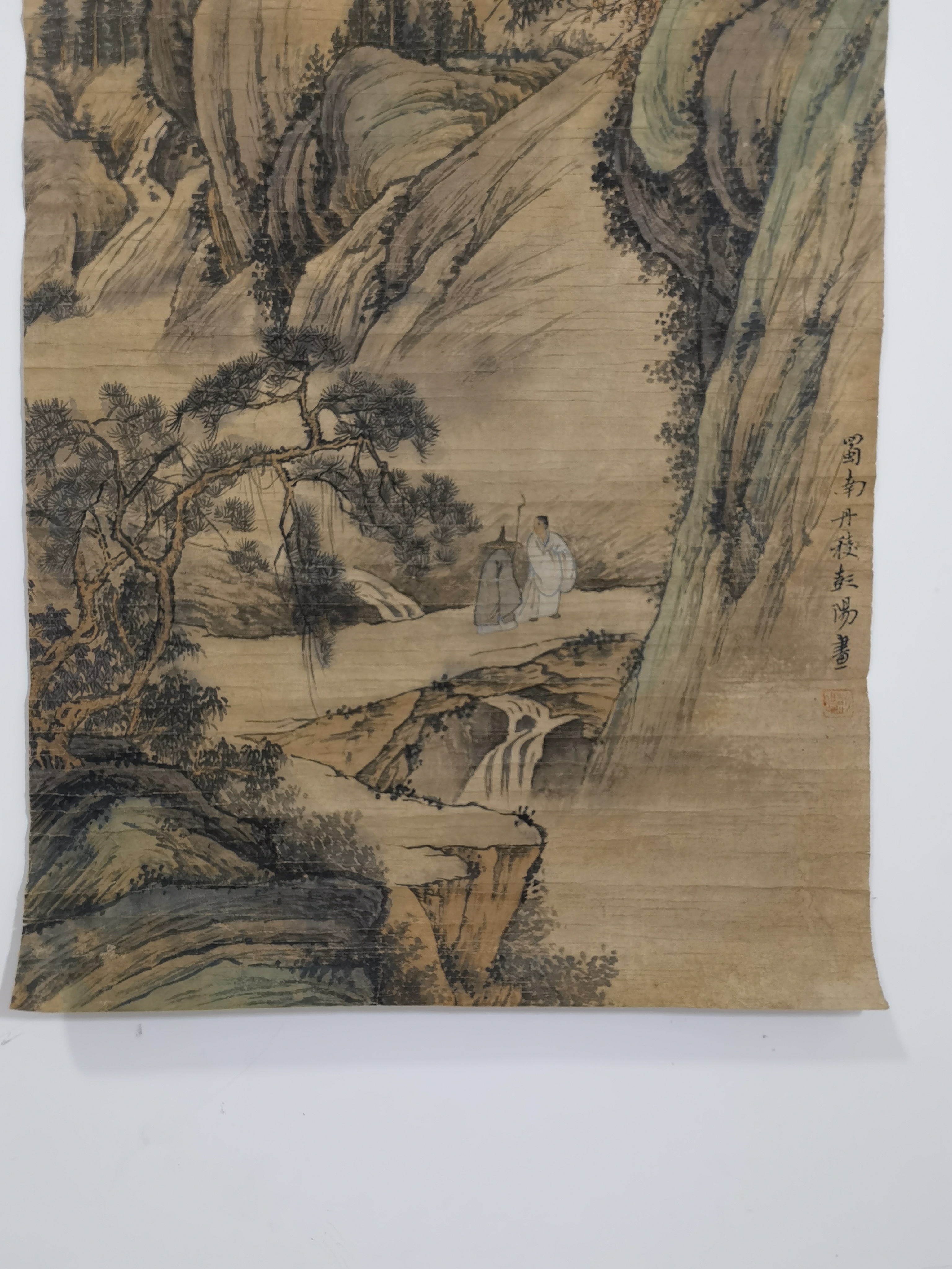 清代61彭阳 灵山访仙图  画芯42x90cm