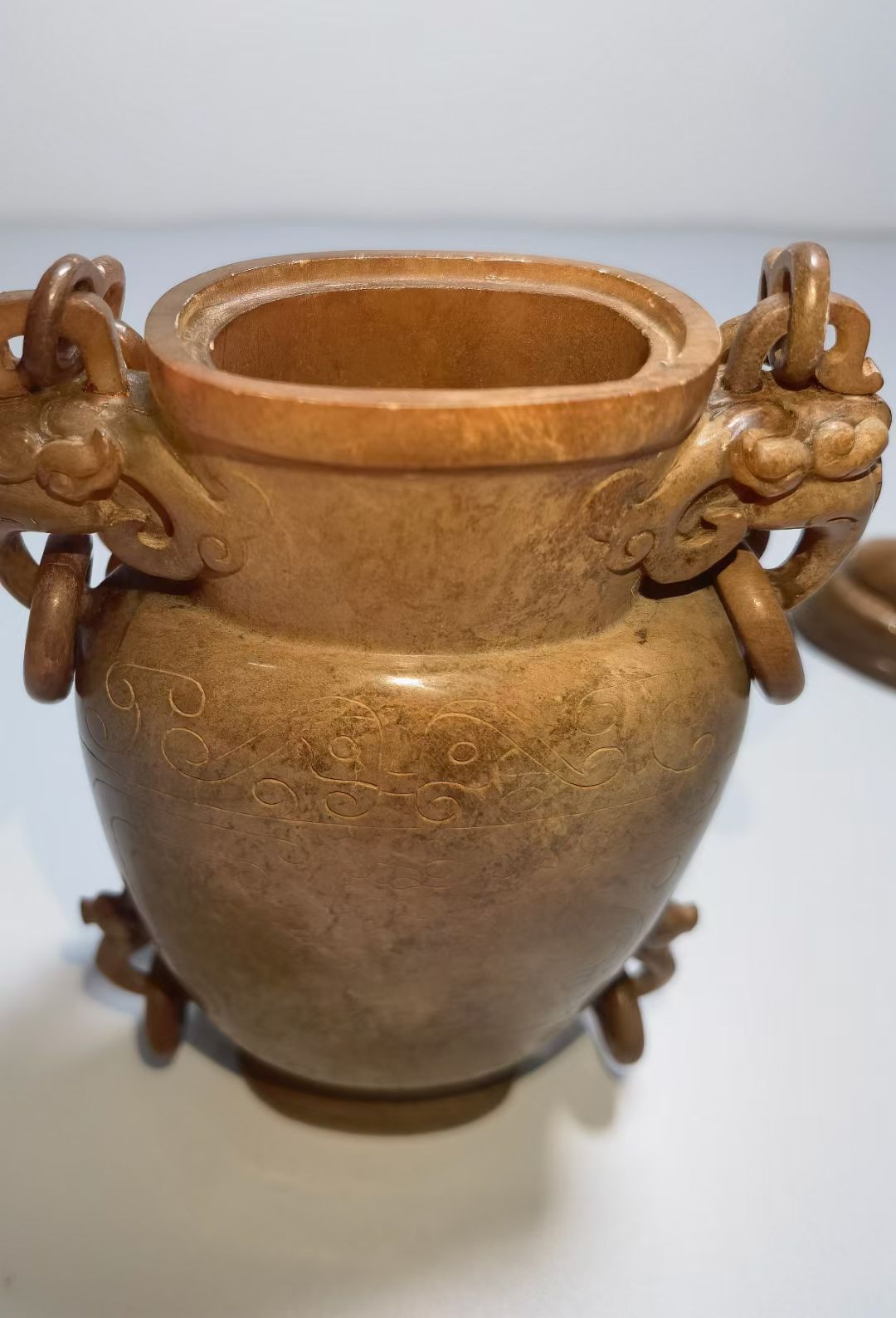 高古玉战汉高古玉 老玉瓶锁链瓶 高古玉玉雕战汉玉器玉摆件 坨工手工