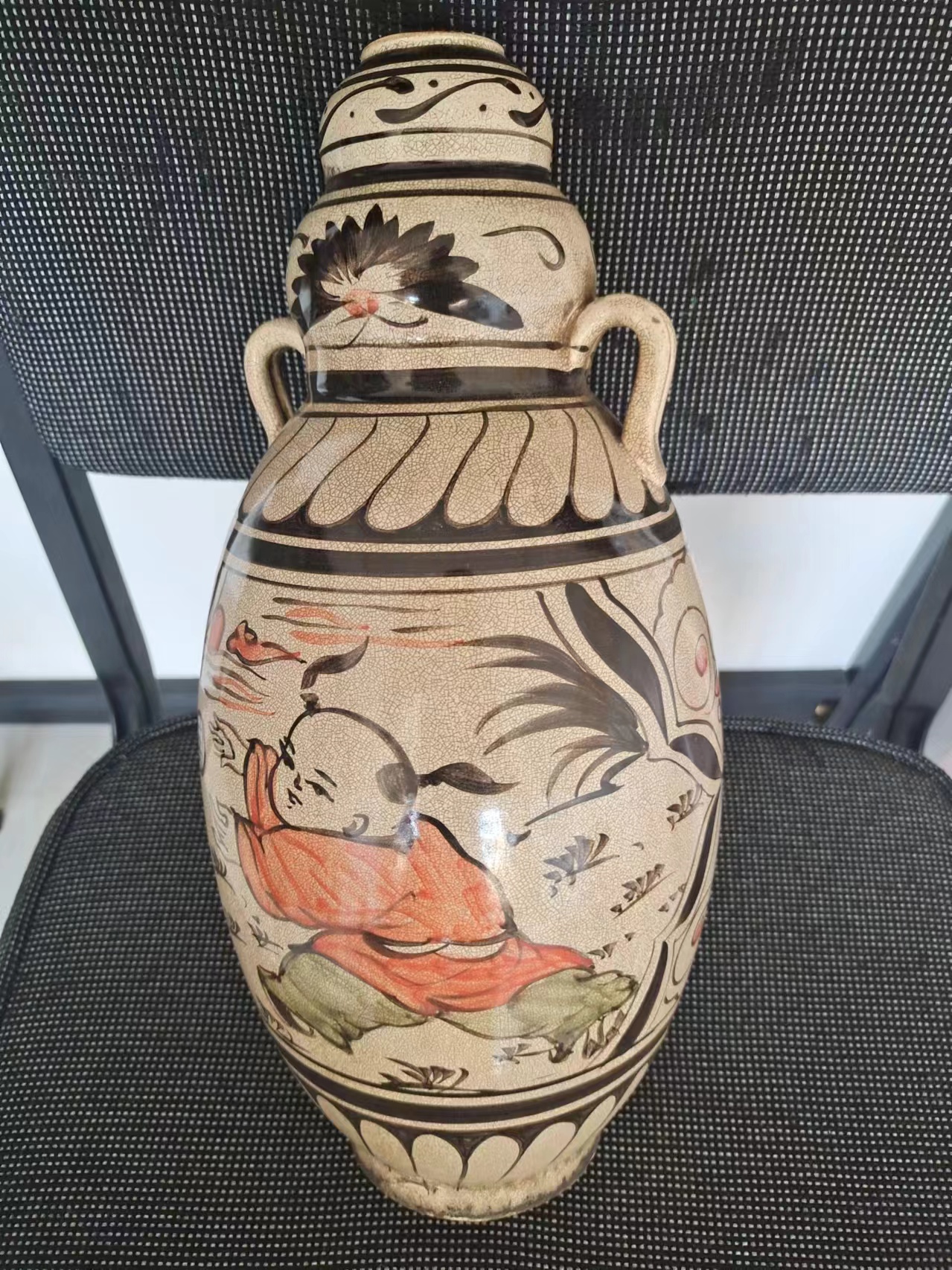 宋代61磁州窑【婴戏 小罐】