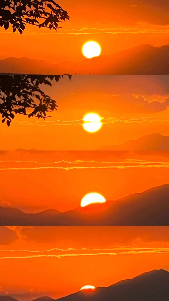 《黄昏》 天青墨染近黄昏, 红日微醉依山沉.