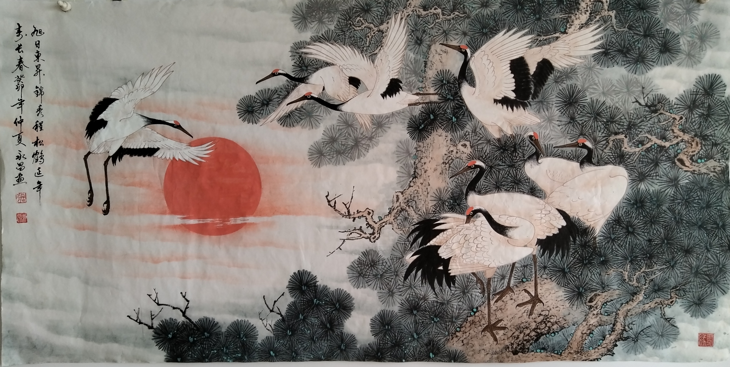 仙鹤延年.画家张永昌老师作品#手绘# #国画# #画家# #中国画