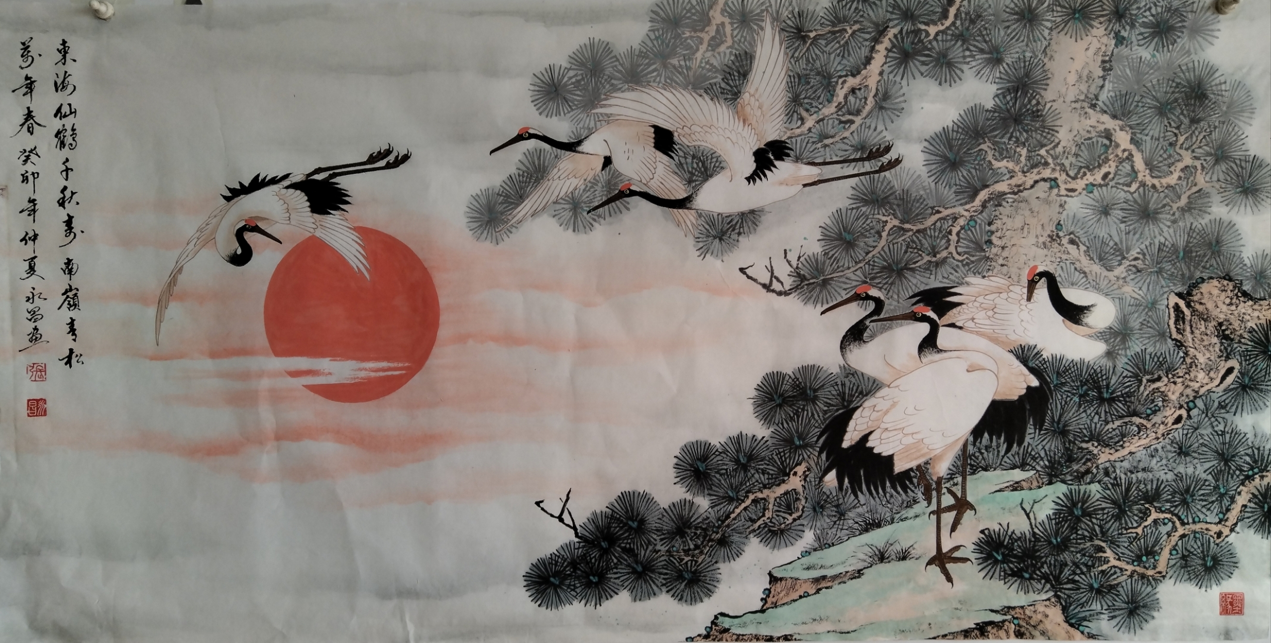 仙鹤延年.画家张永昌老师作品#手绘# #国画# #画家# #中国画