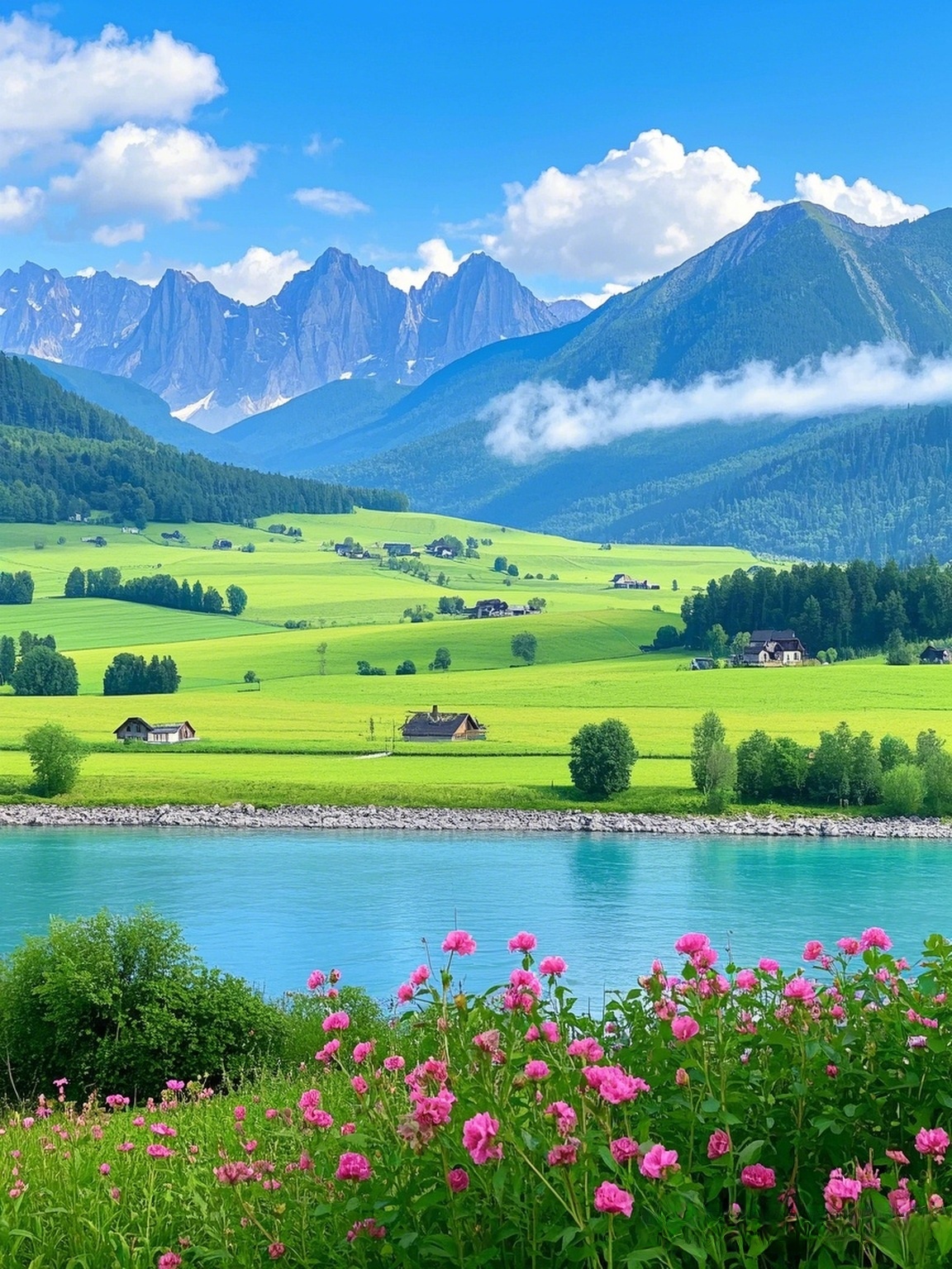 哇,这风景美得像幅画,真想在这湖边小屋住下,每天醒来都是一次新的