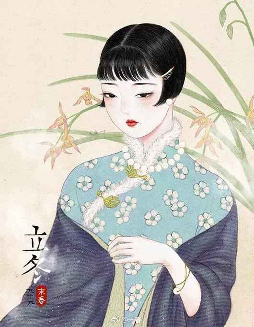 二十四节气画成民国美人,惊艳了岁月,看着这民国画风的美人,是不是