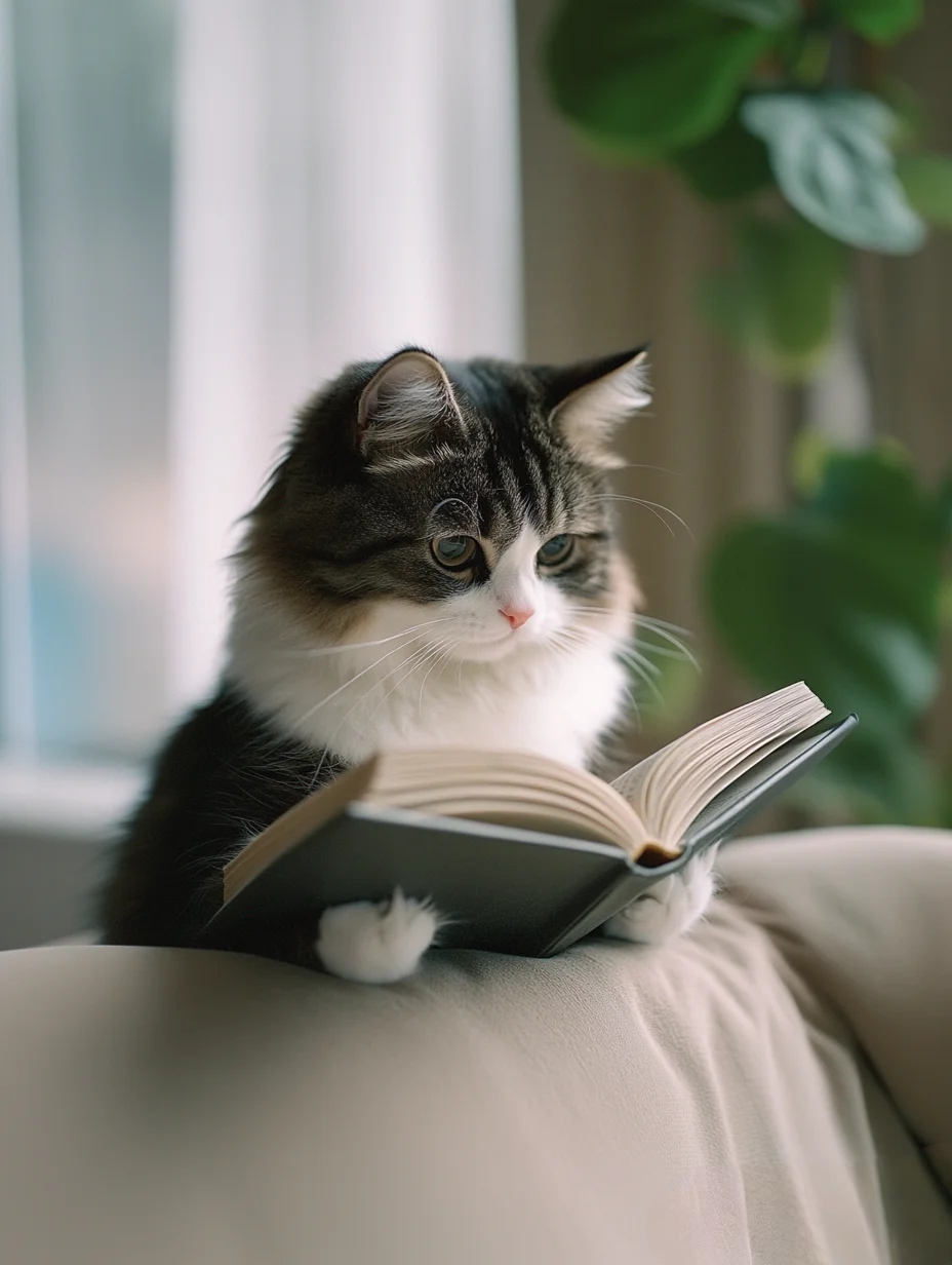 看书的猫咪貓咪上课认真听课的图片一只猫带着眼镜帽子看书的照片读书