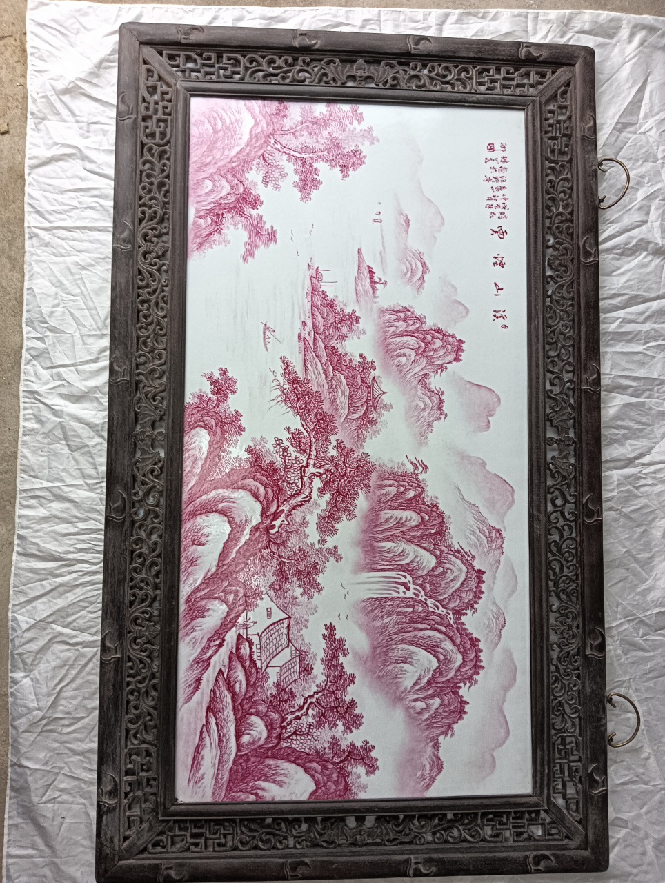 这是珠山八友汪野亭的瓷板中堂画.