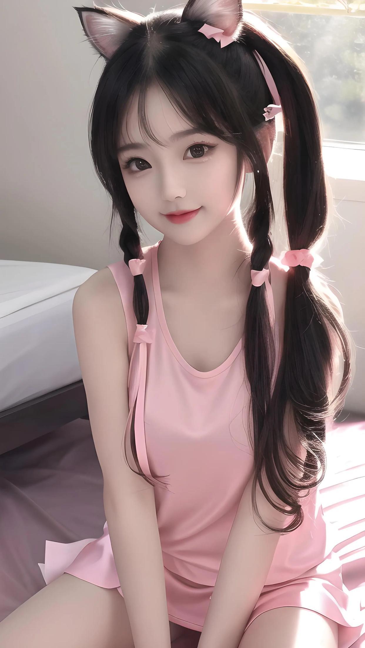 清纯可爱的双马尾少女 清纯少女   性感好身材