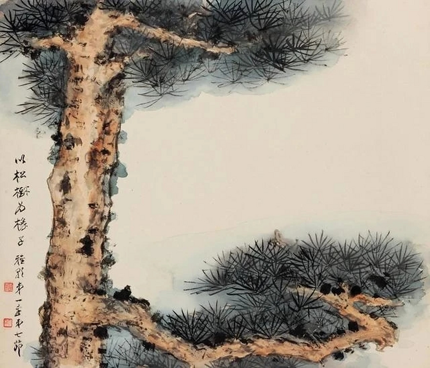 画坛巨匠张大千松树作品欣赏!#动态创作者扶持计划# #艺术