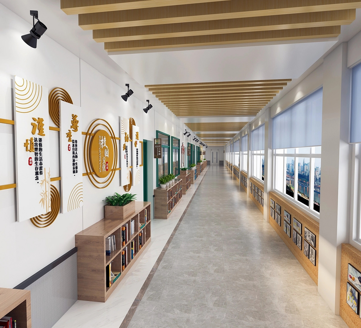 中小学校园连廊文化墙,在学校校园环境中,连廊空间无论在物质上还是