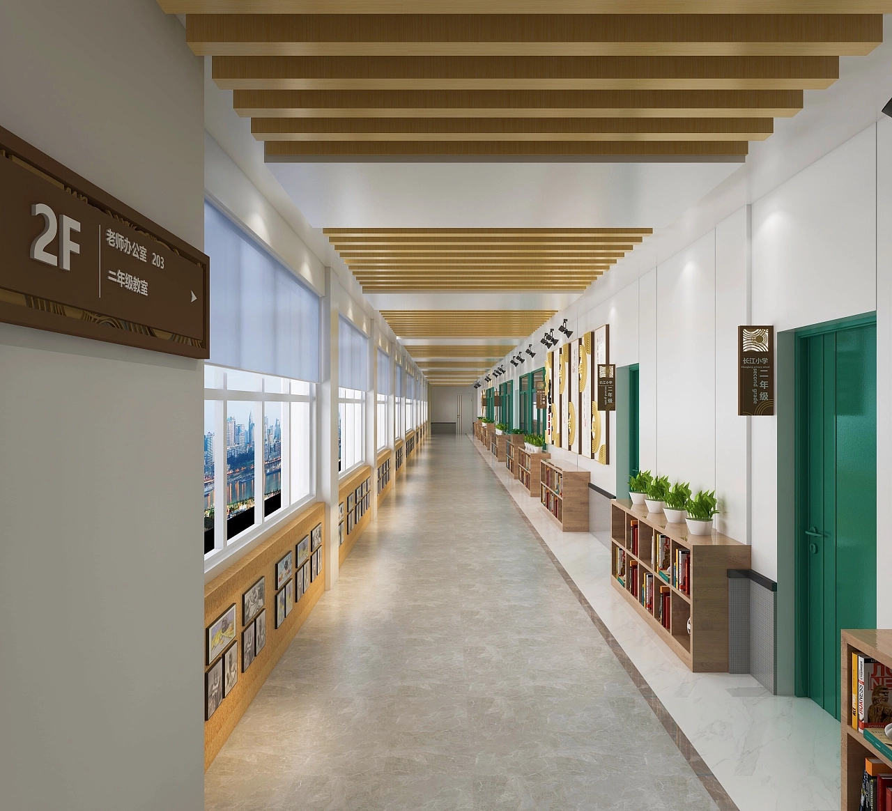 在物质上连廊空间具有交通联系功能,组织空间功能