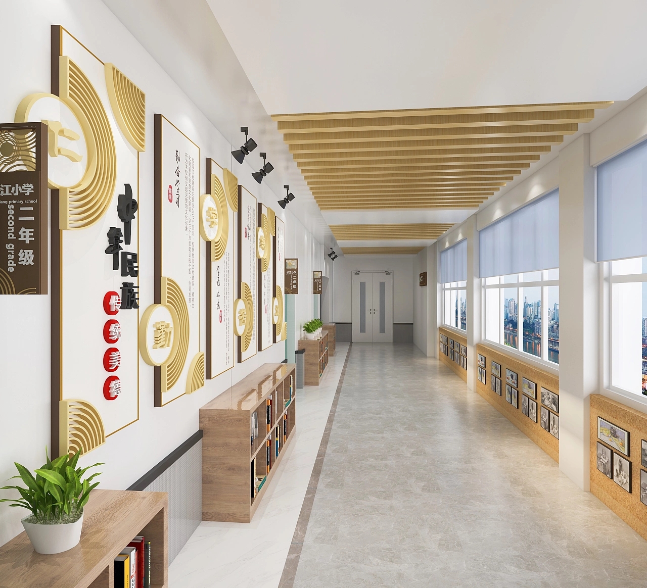 在物质上连廊空间具有交通联系功能,组织空间功能