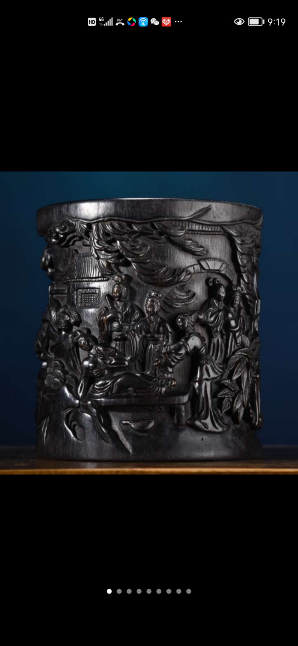 盘盘老物件# 清代名家王纪常沉香木雕笔筒老物件!