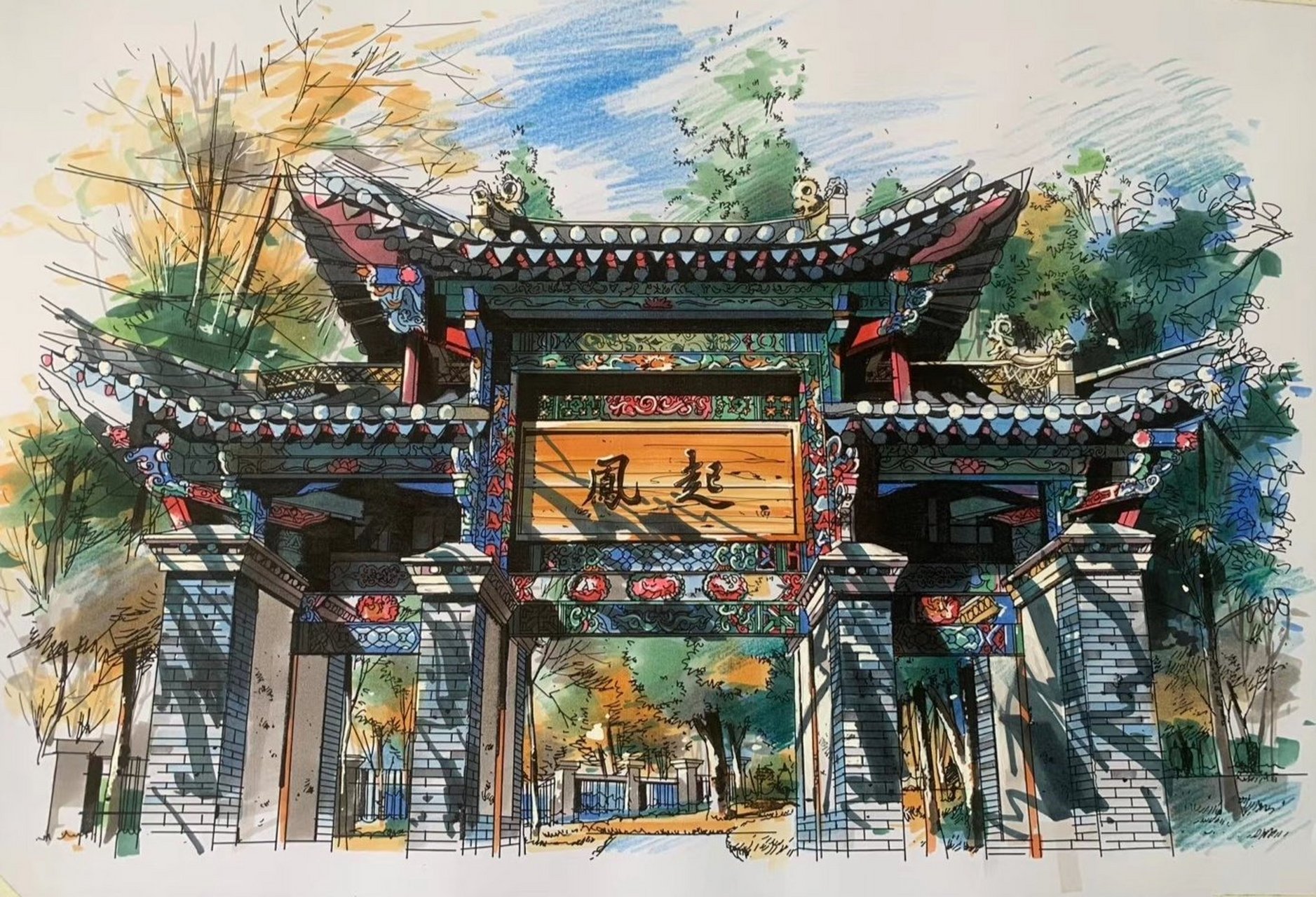 大理大学素描图片