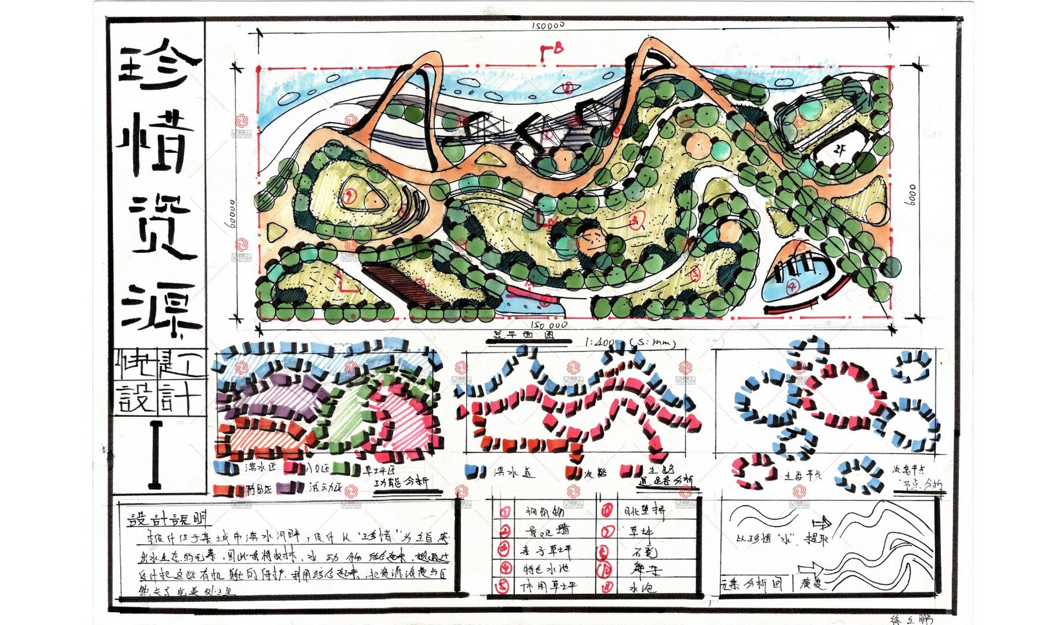 滨水景观平面图快题图片