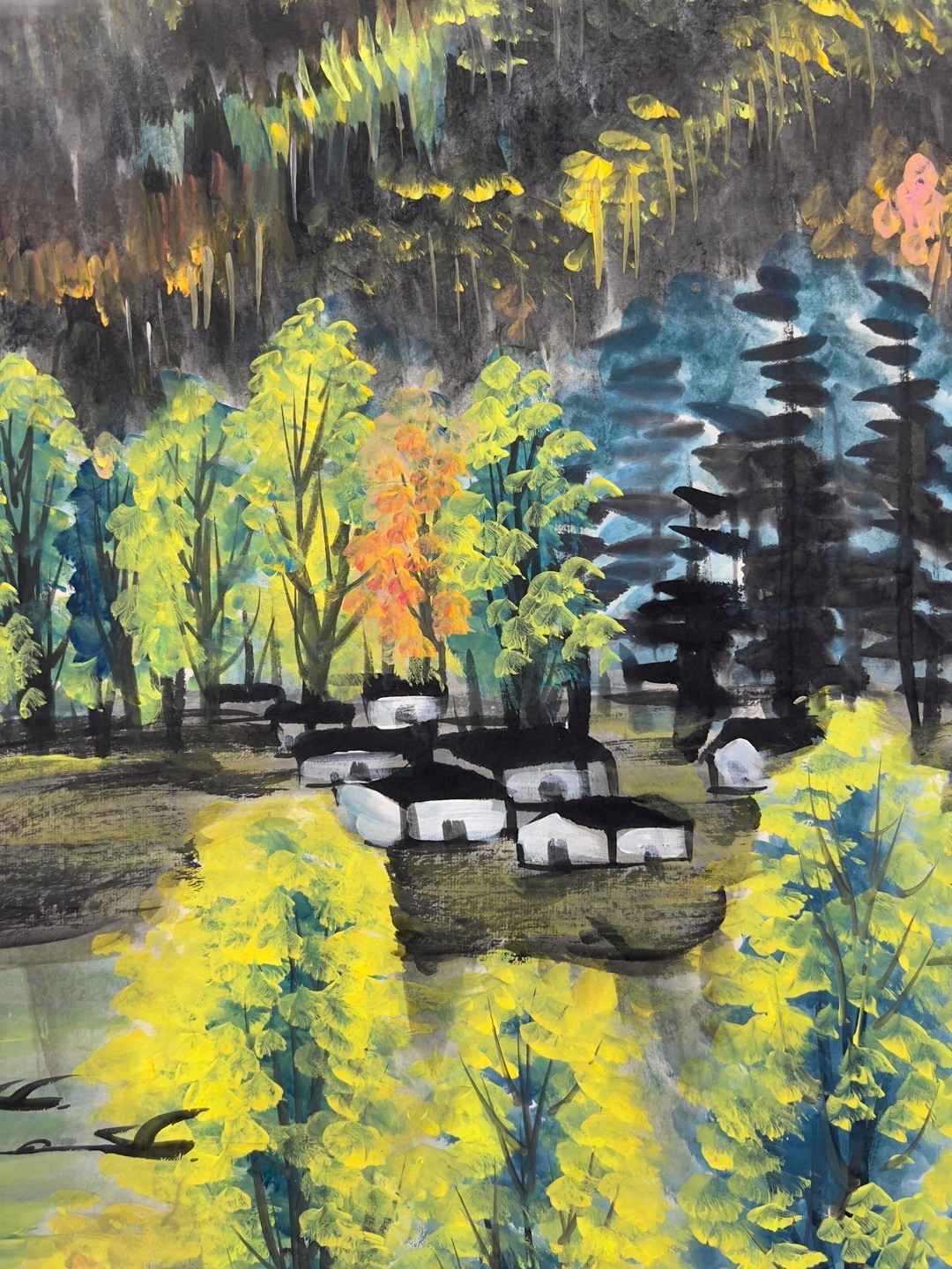 林风眠 山水 纸本立轴 画芯尺寸:138*68cm#艺术古董收藏品鉴赏# #鉴定