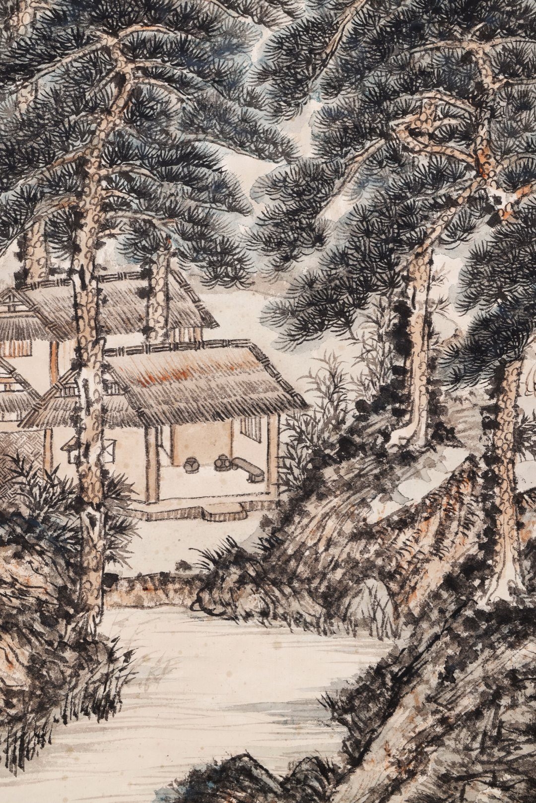 张大千 松山隐居图 立轴 精装裱 画心尺寸135x65cm