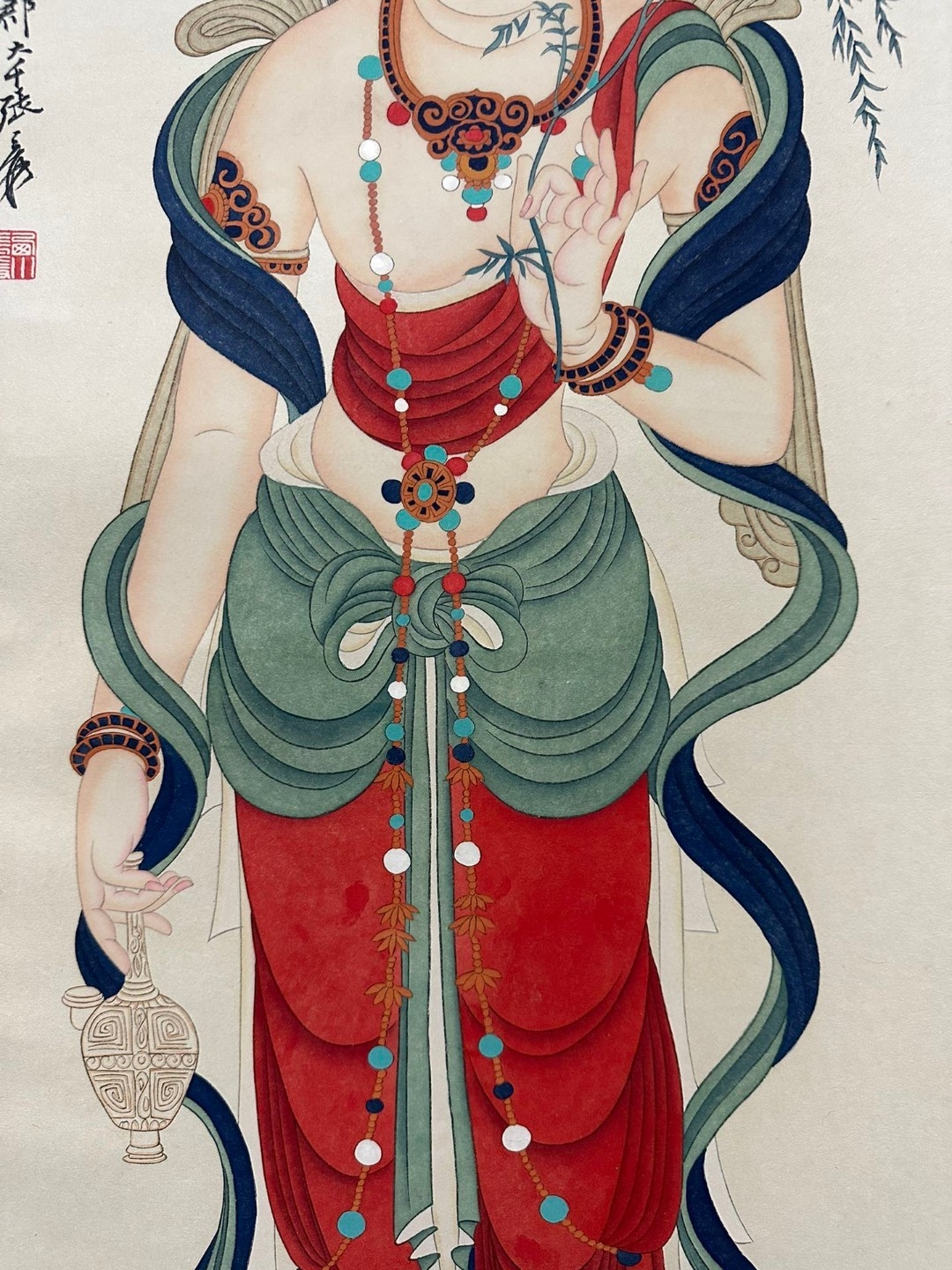 张大千 佛像 回流裱 画芯尺寸34x105厘#晒晒我的收藏##艺术古董收藏品