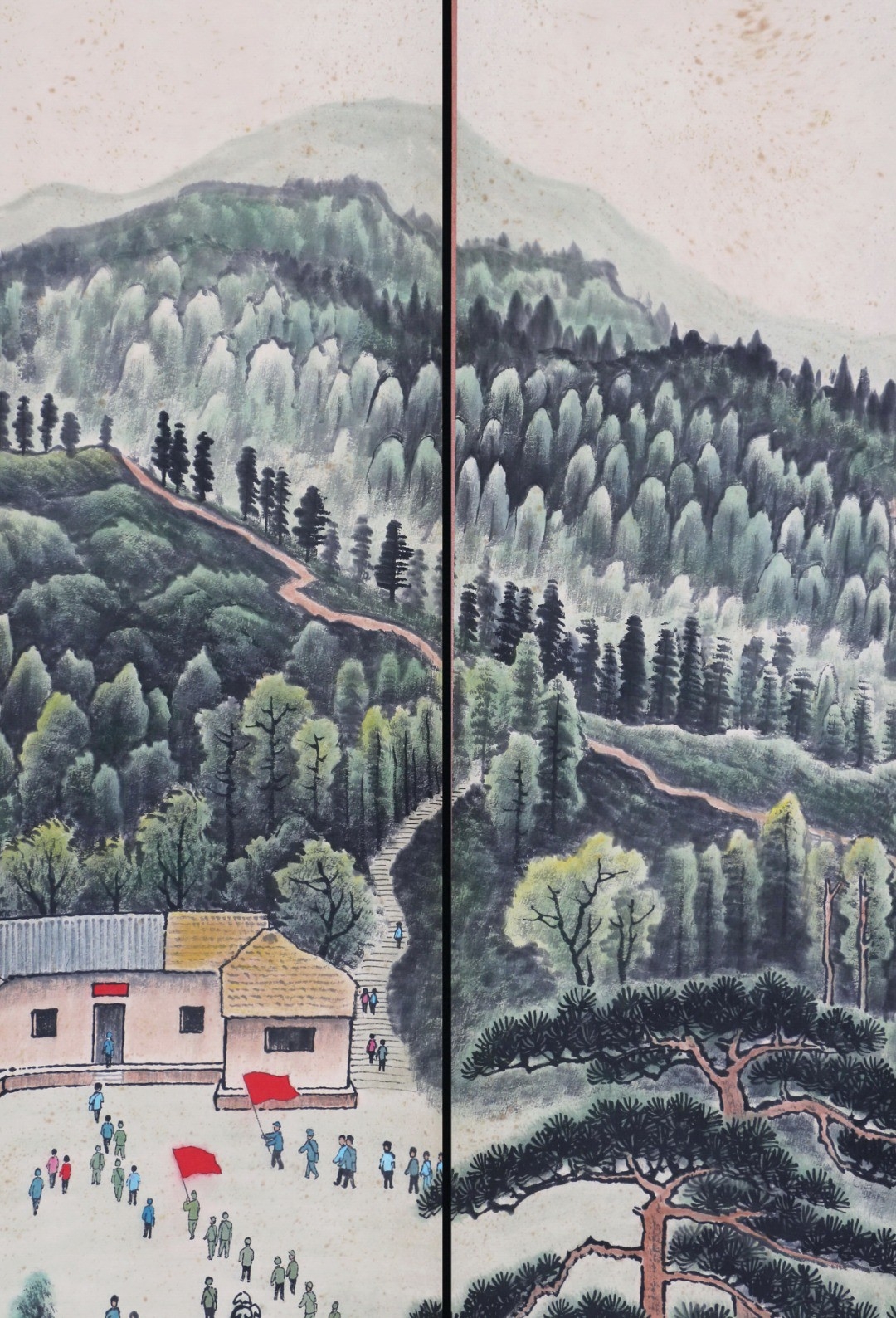 李可染 革命圣地韶山 通景六条屏 立轴 精装裱 画心尺寸137x35cmx6