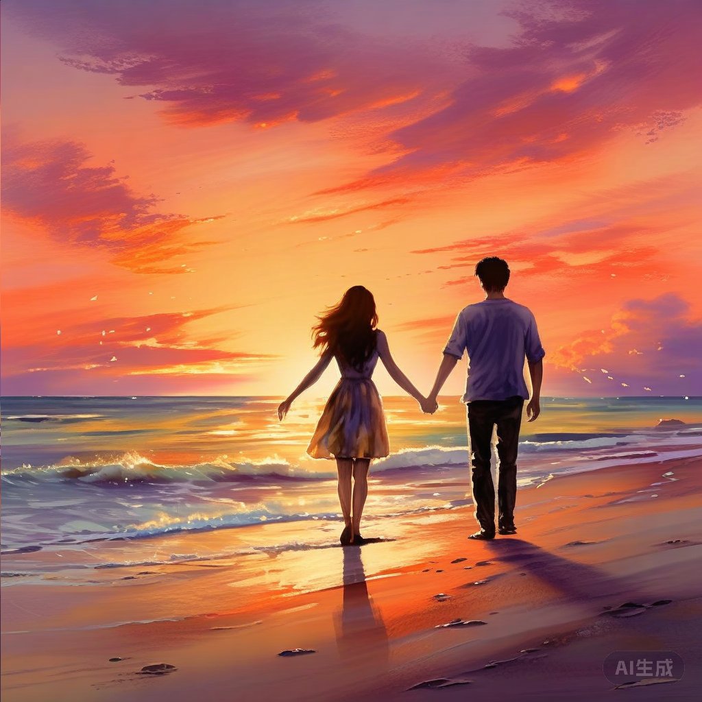 温馨情侣头像——夕阳下携手,浪漫不过如此