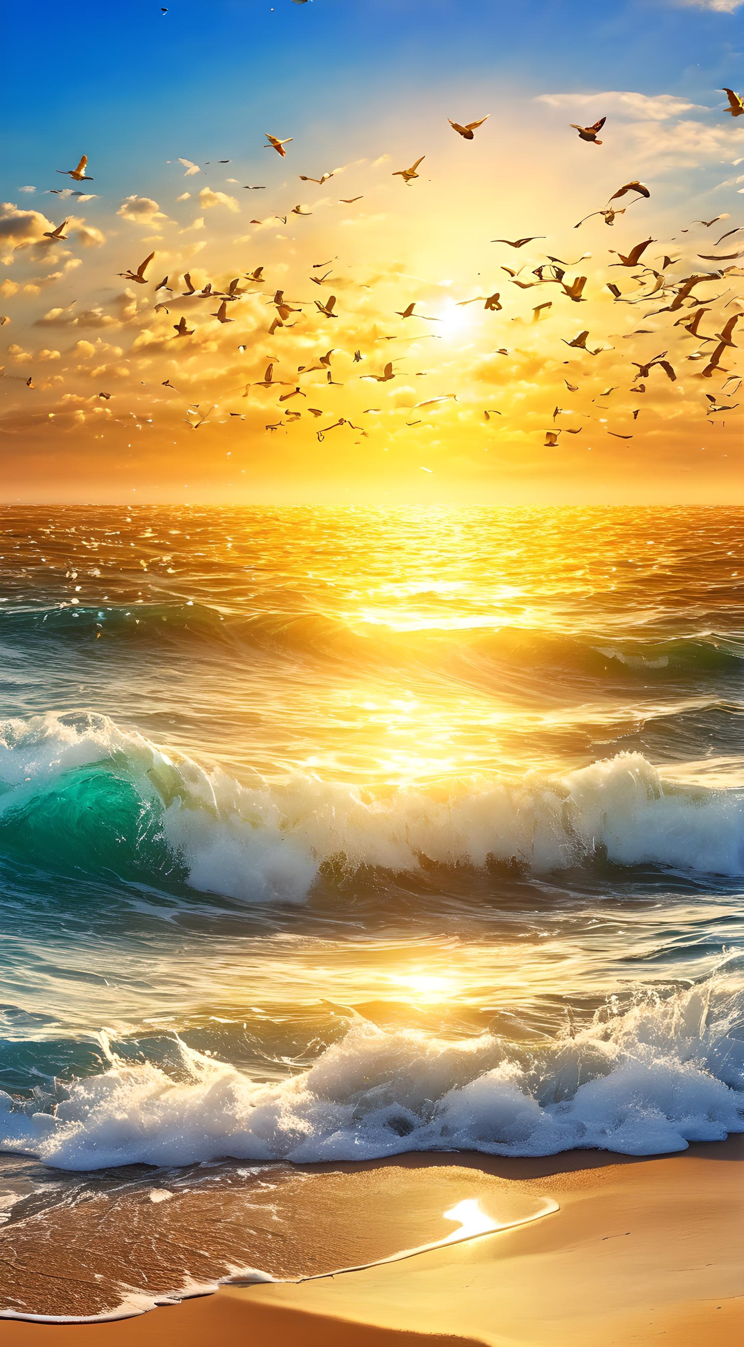 海浪轻拍着沙滩,夕阳下映照出无限温柔,此刻,只想与你共享这宁静的