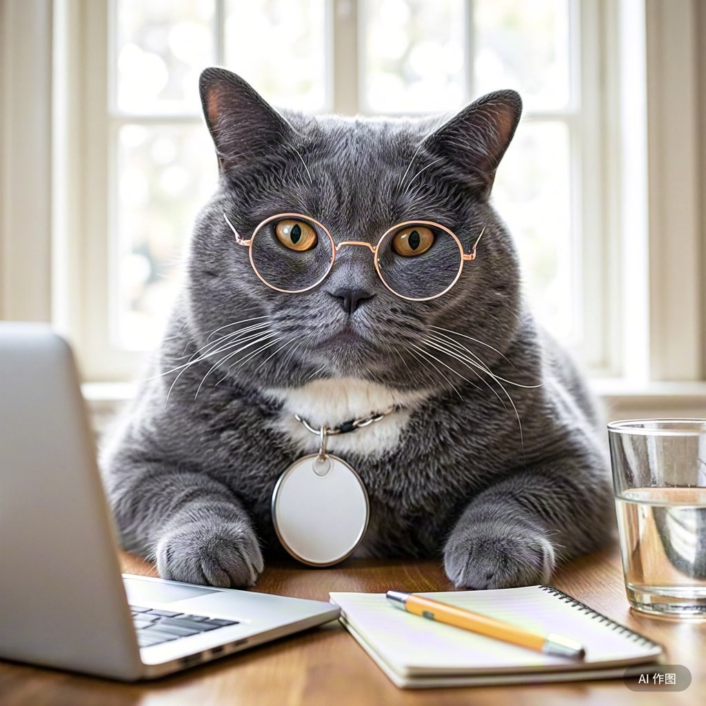 瞧这猫戴眼镜的模样,像极了个认真工作的你.#打工人在干活