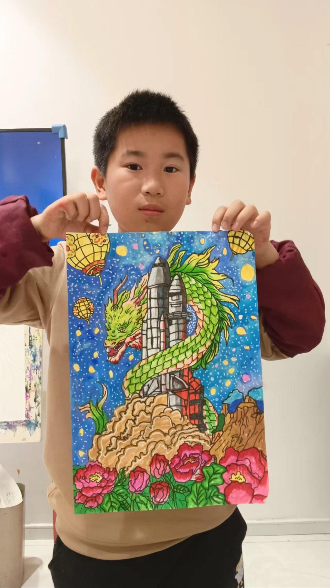 我儿子画的中国龙,是不是很酷炫