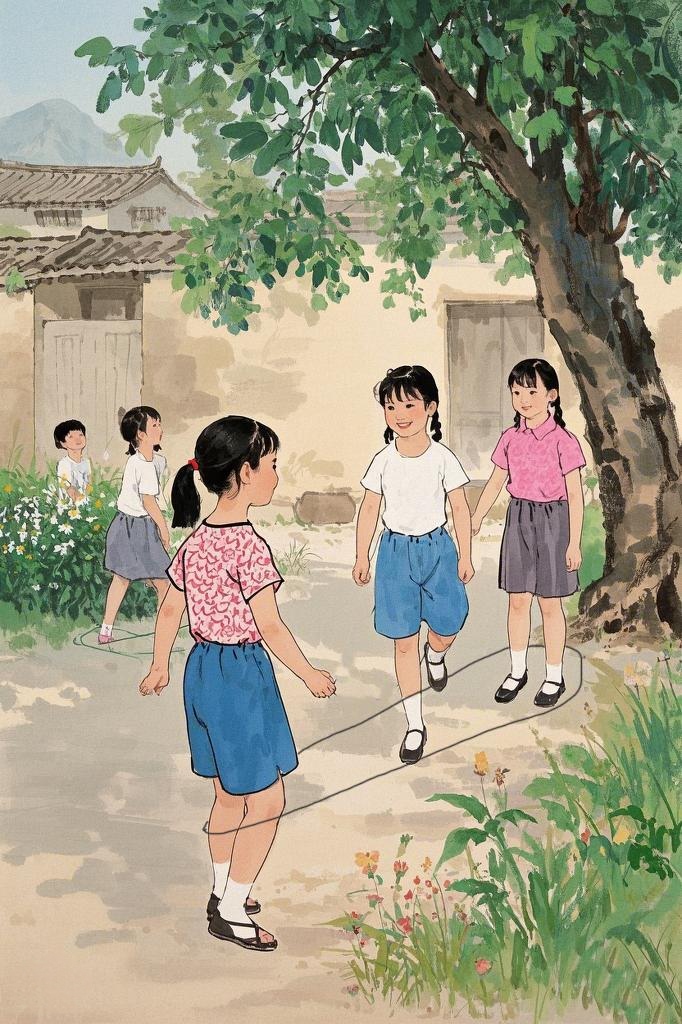 童年的图片偷桃子小时候课本插画,读书时代满满的回忆语文书两个小孩