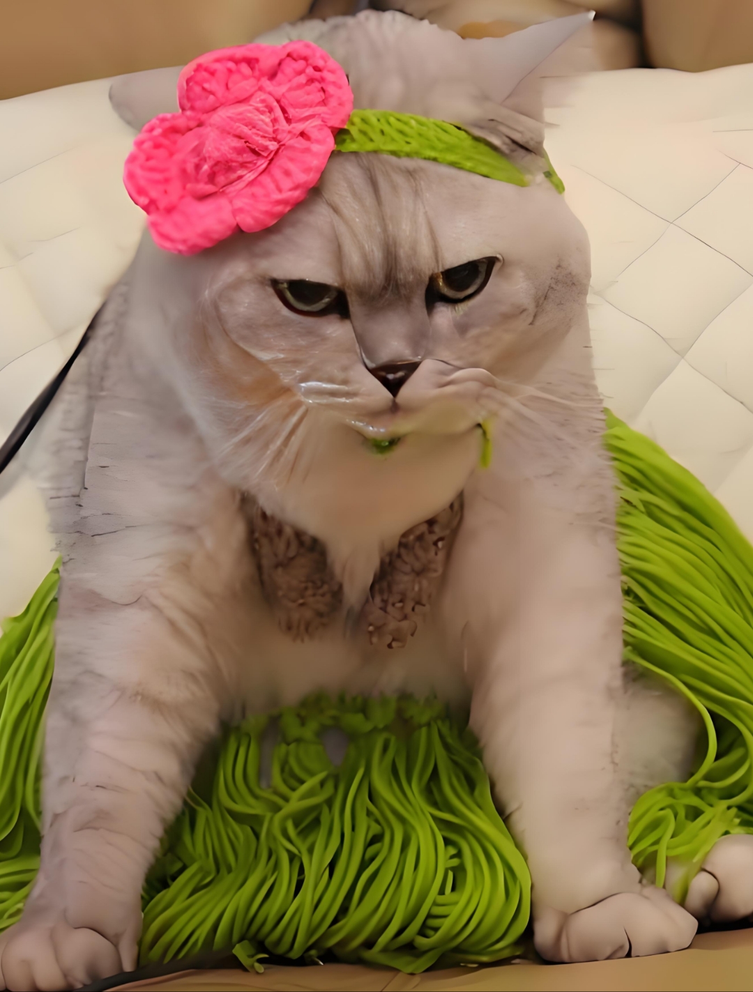 猫咪的时尚"灾难":两个二货在外婆家被治的服服帖