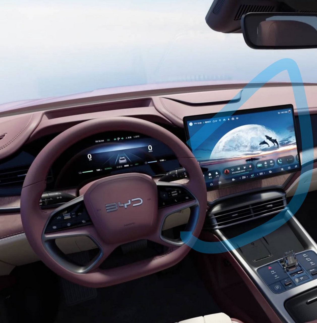 老车主投来羡慕的眼光,比亚迪海豹dmi内饰图公布,车机系统是亮点.