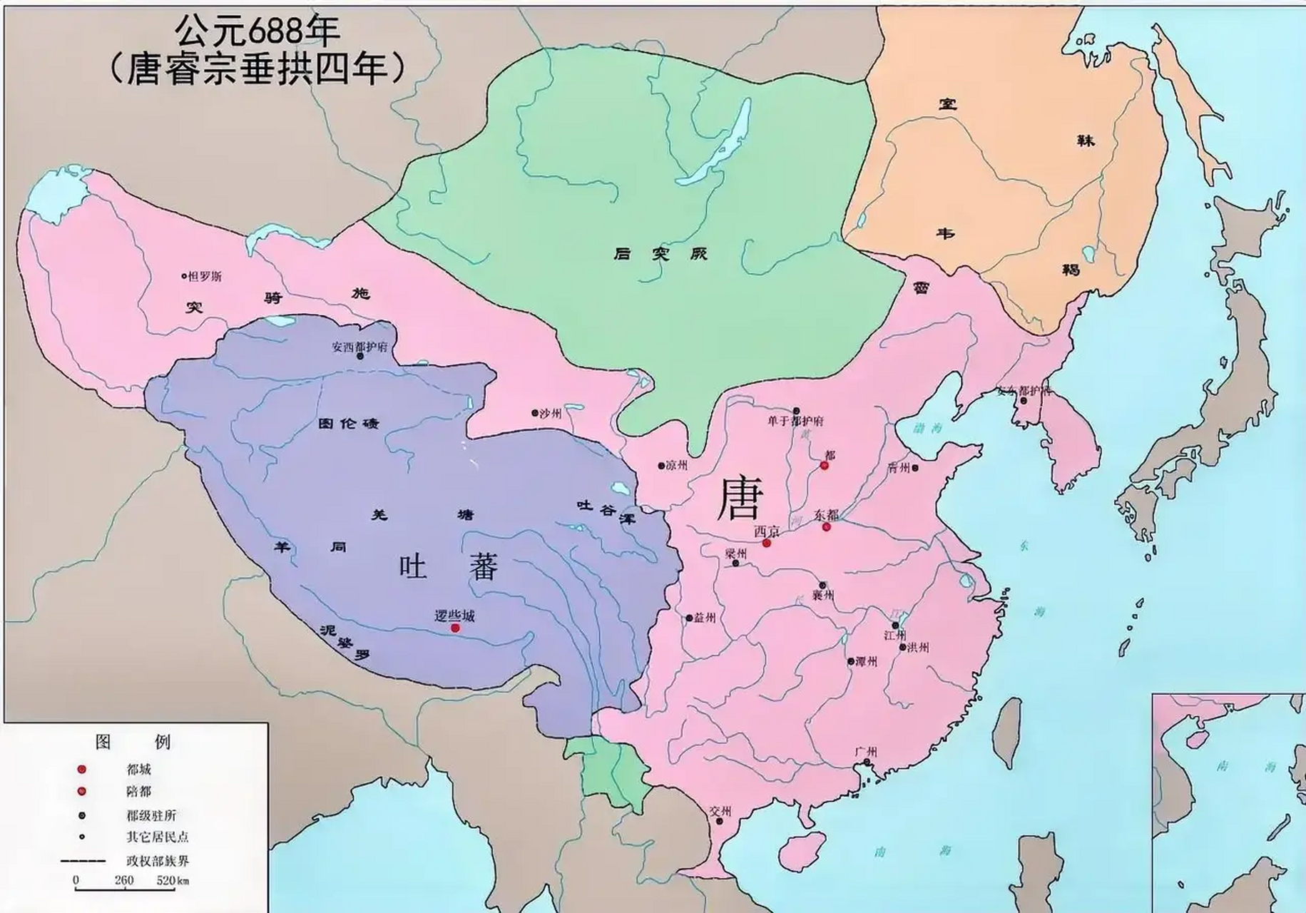 大唐帝国最大时期版图图片