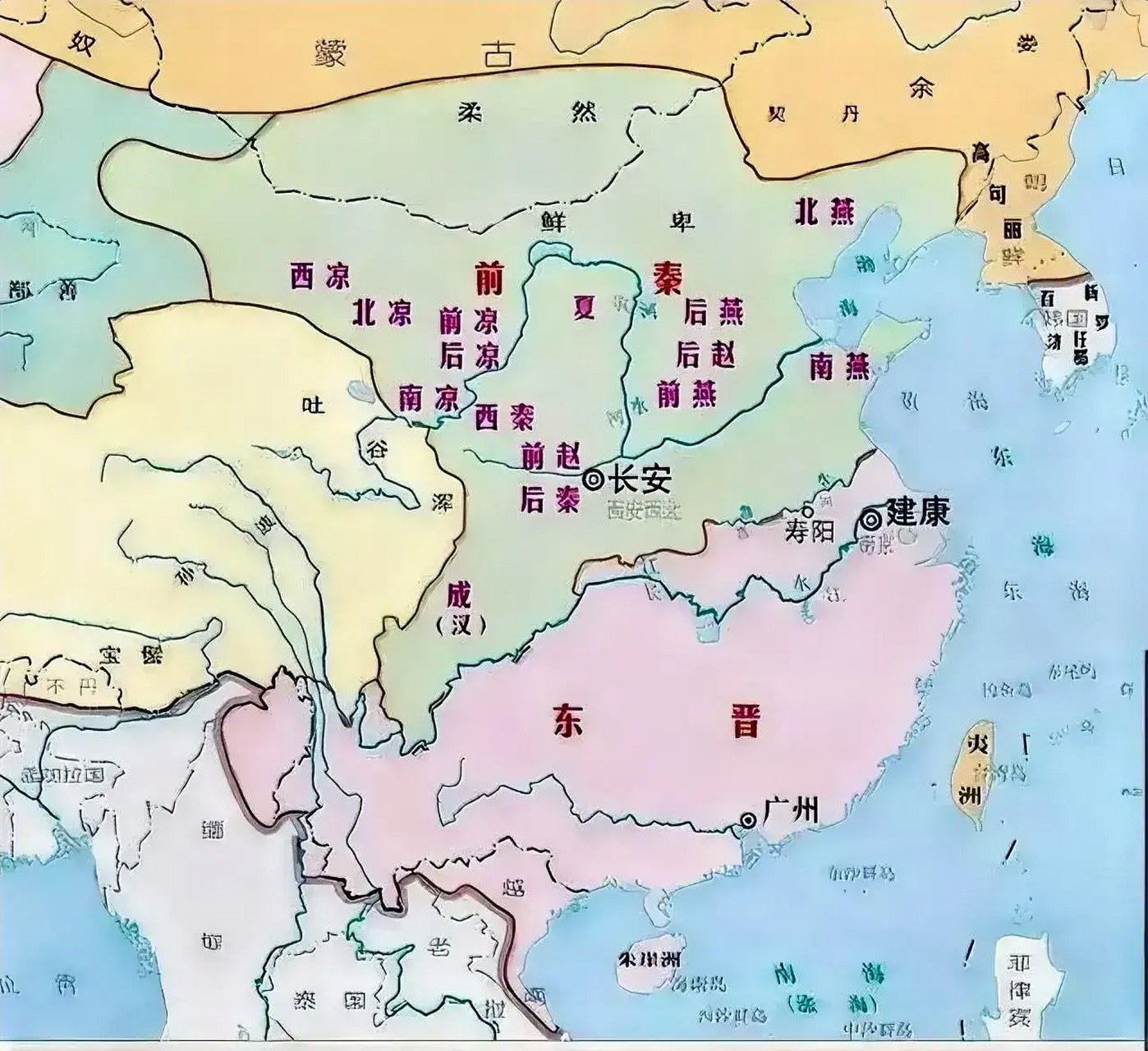 东晋十六国形势