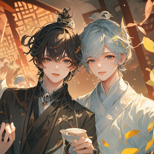 左边的黑发蓝眸少年,佩戴别致发饰,身着黑色外套,酷劲十足