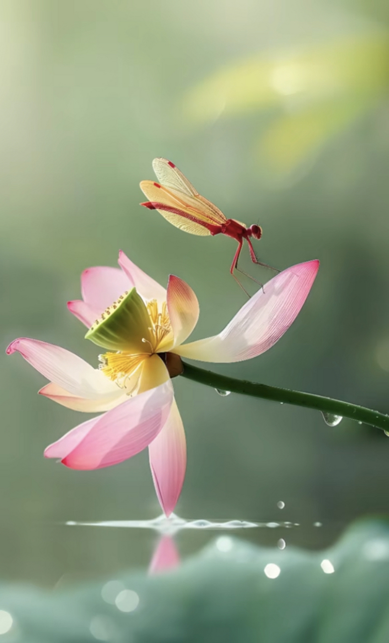 荷花蜻蜓精美图片图片