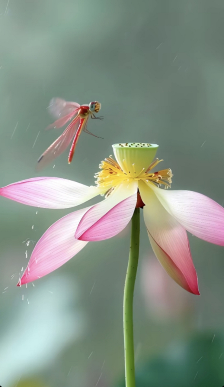 夏日生活碎片# 荷花与蜻蜓的完美结合,仿佛是大自然的恩赐,让人在