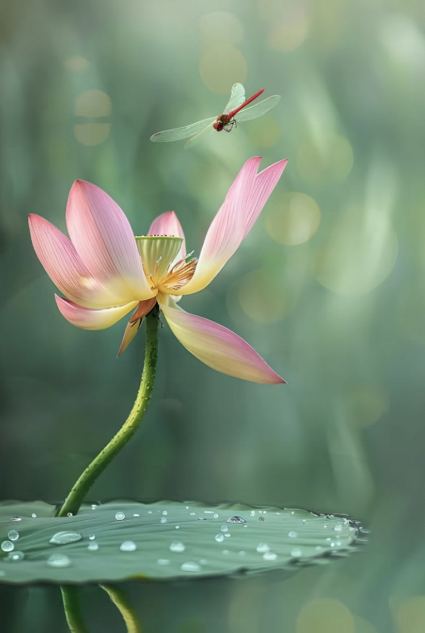 夏日生活碎片# 荷花与蜻蜓的完美结合,仿佛是大自然的恩赐,让人在