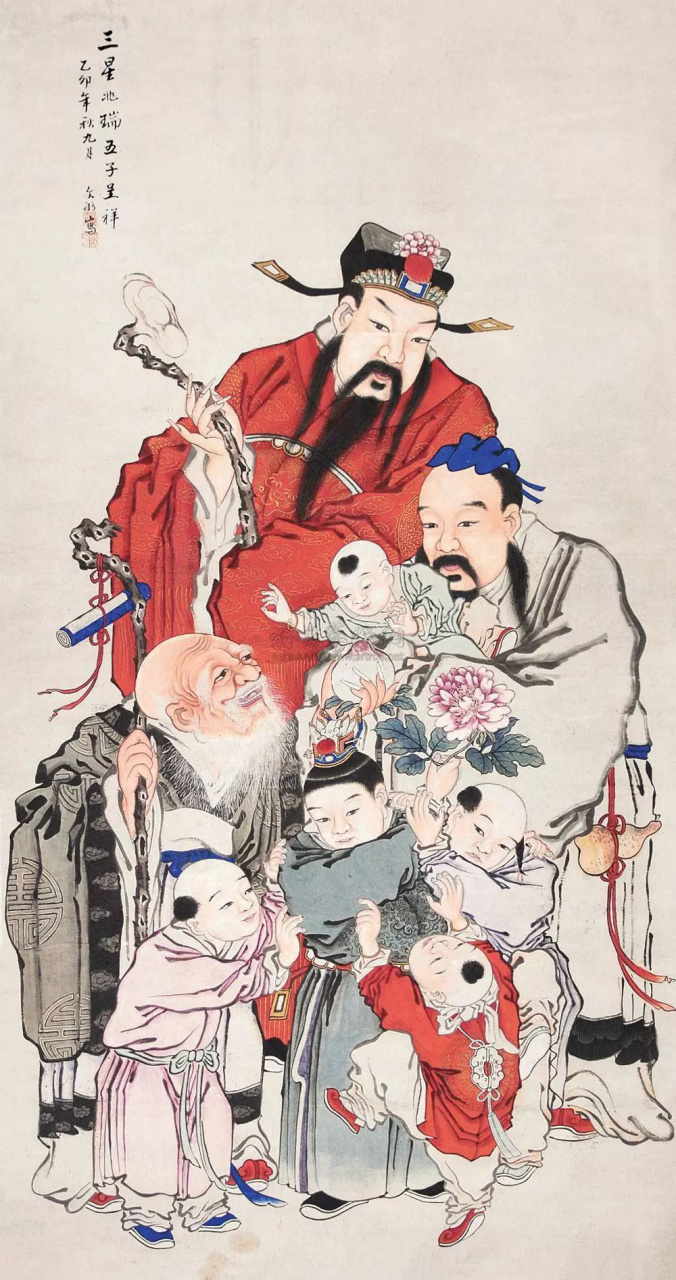 纳福集禄得长寿,喜遇福禄寿三星高照