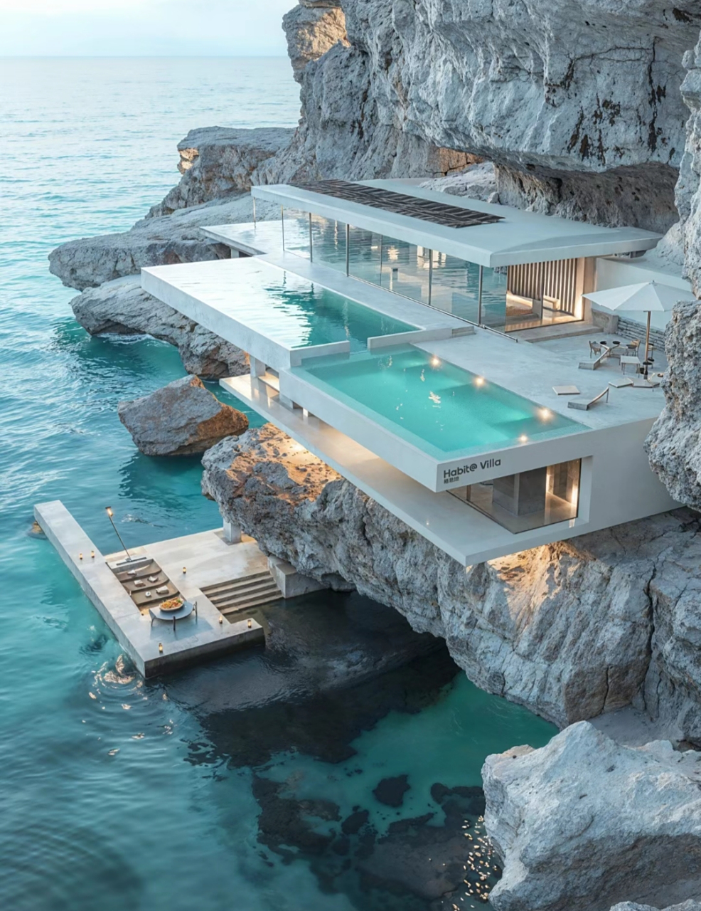 这样一套超级海景别墅,实现游泳自由.