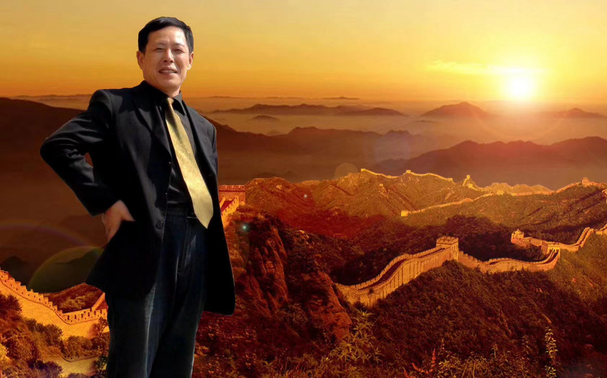 当代画家迎客松梦中的橄榄树之称《松父》神笔马良国画大师李明阳书法