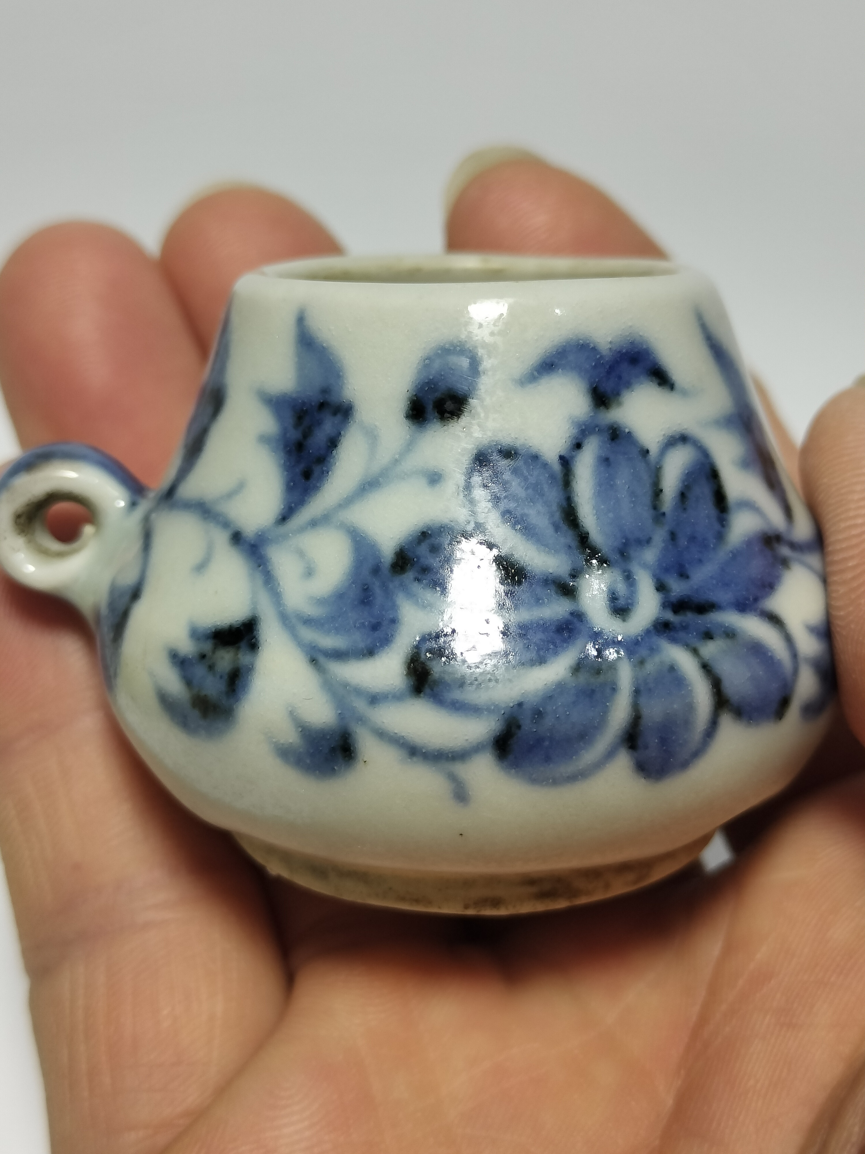 元明青花鸟食罐#艺术品的魅力# #历史见证# #艺术收藏# #岁月沉淀